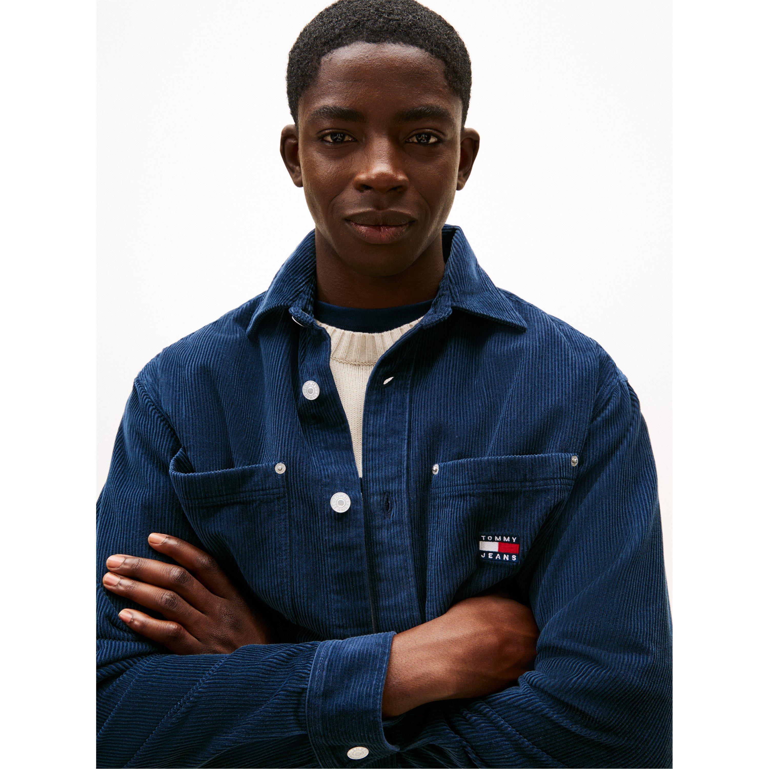 Navy - Tommy Jeans - Men's Cord Relaxed Fit Overshirt - 5