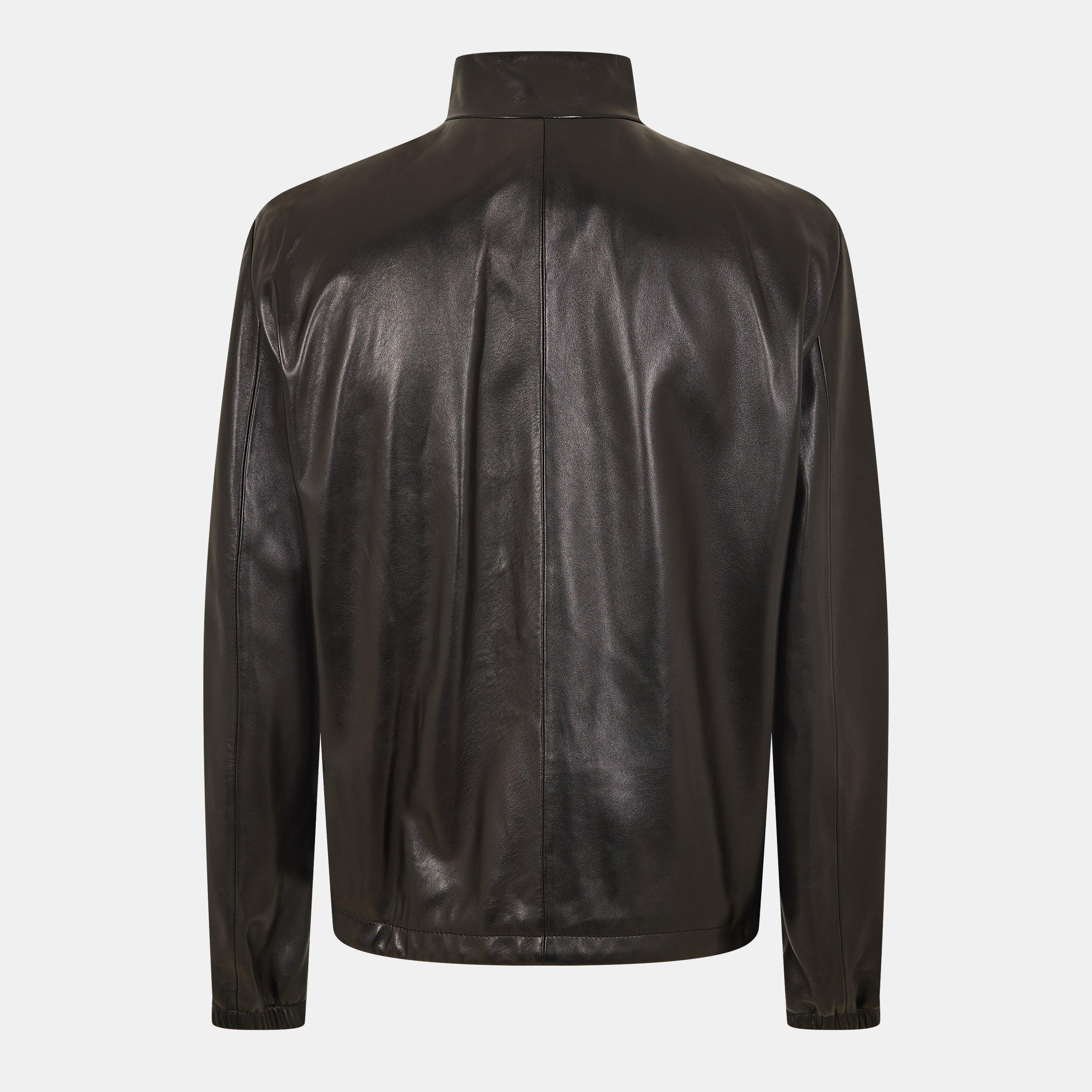 Black - Versace - Men's  Italian Leather Jacket - 2