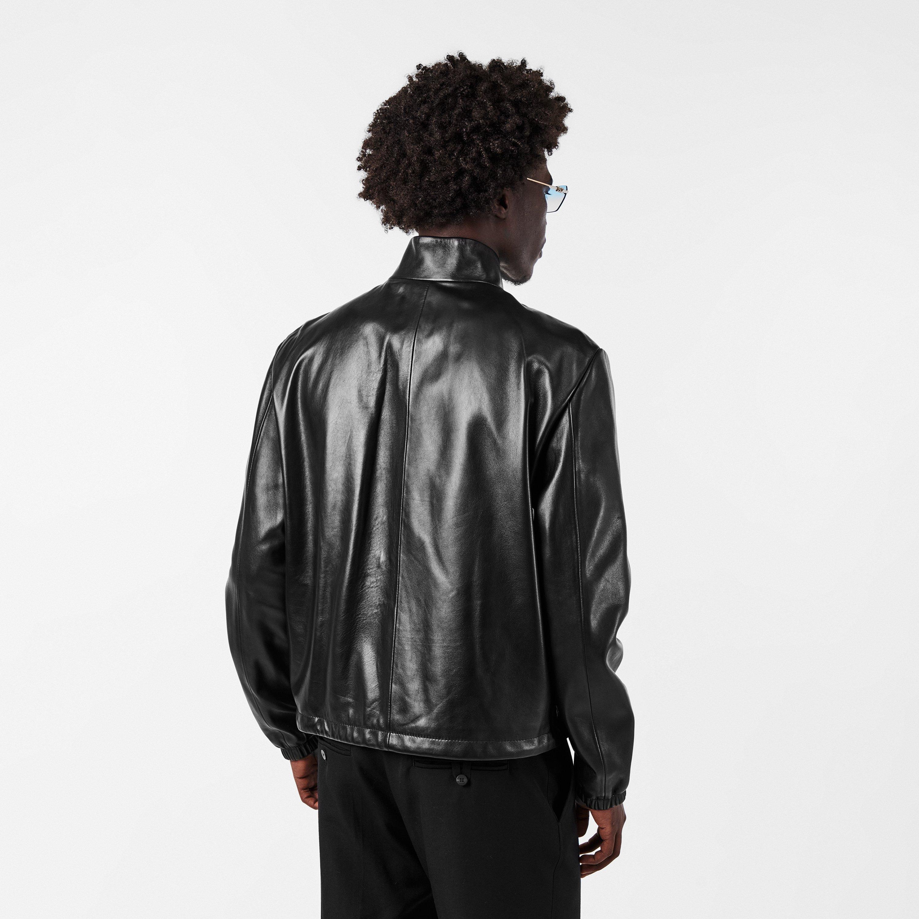 Black - Versace - Men's  Italian Leather Jacket - 4