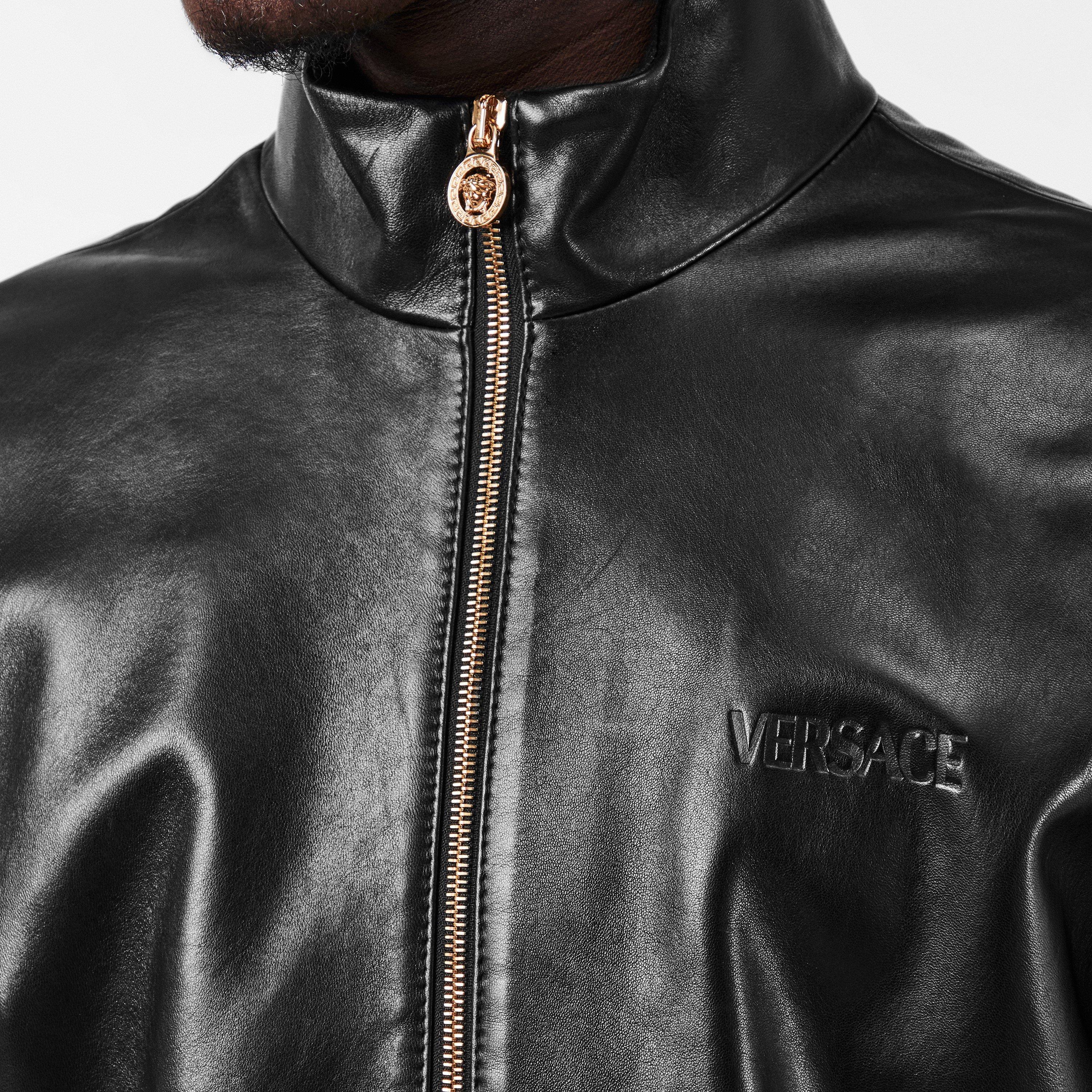 Black - Versace - Men's  Italian Leather Jacket - 5