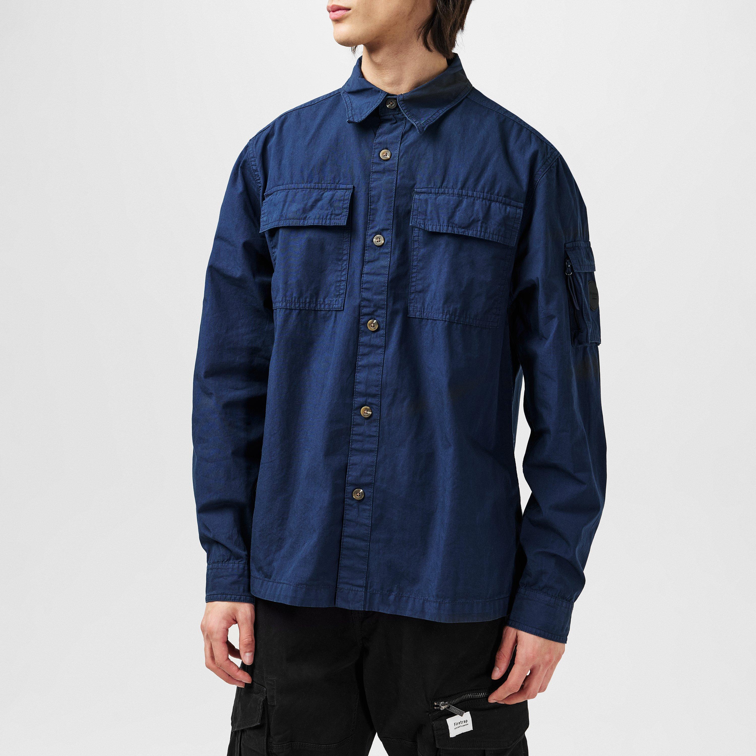 Marine - Firetrap - Men's Andor Cotton Long Sleeve Utility Overshirt - 3