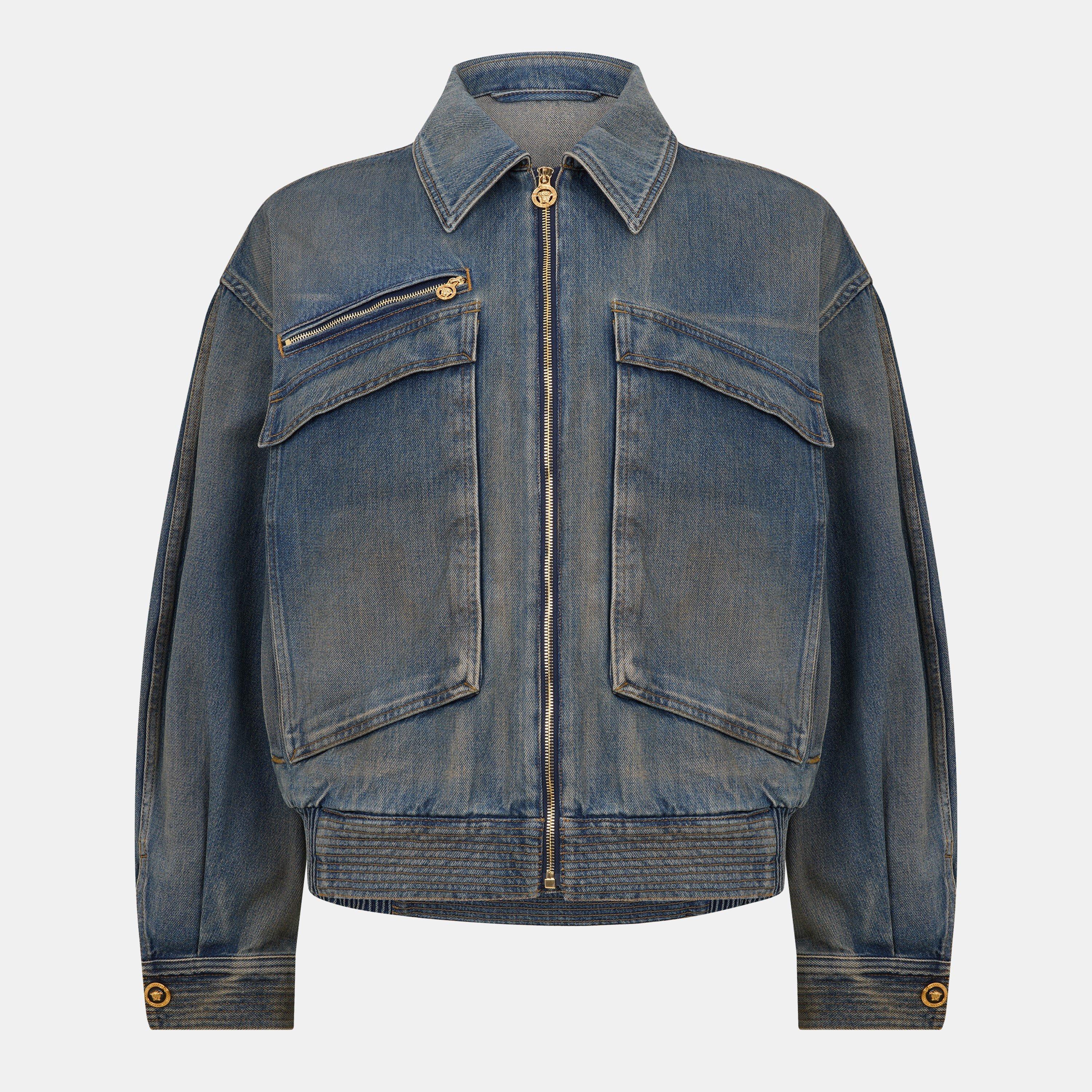 Black - Versace - Men's Denim Coach Jacket - 1