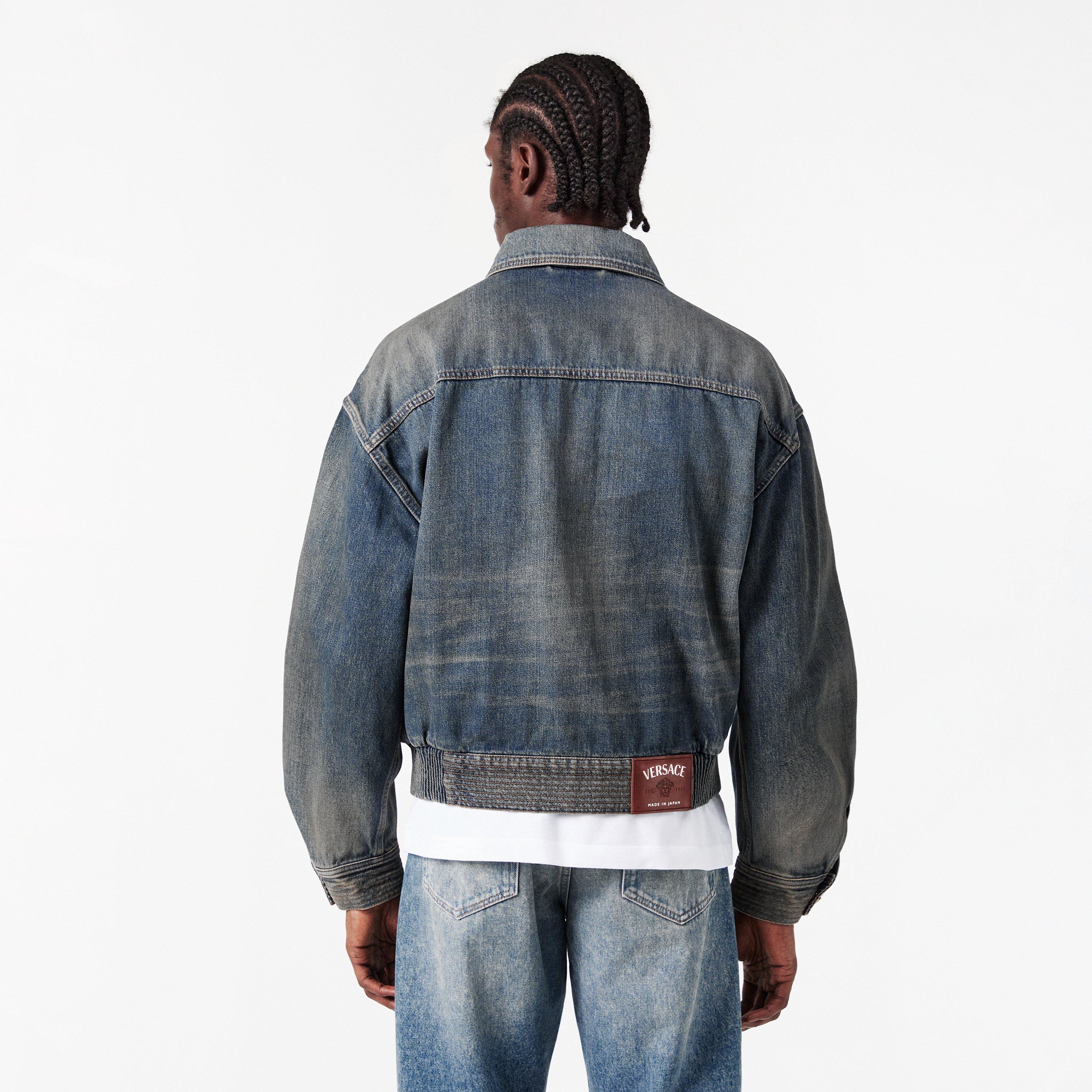 Black - Versace - Men's Denim Coach Jacket - 4