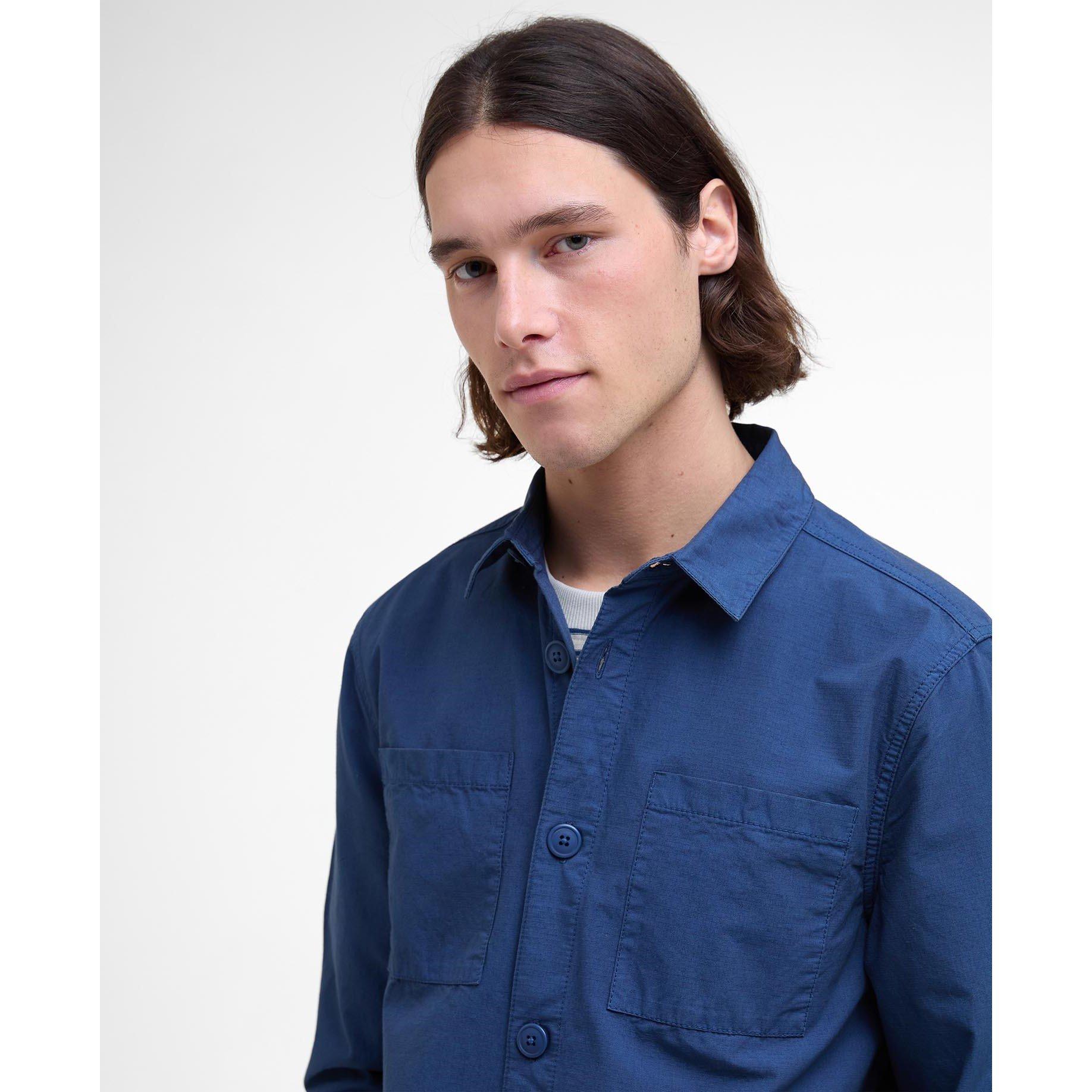 Dark Denim NY38 - Barbour - Men's Rickfell Ripstop Cotton Long Sleeve Overshirt - 3
