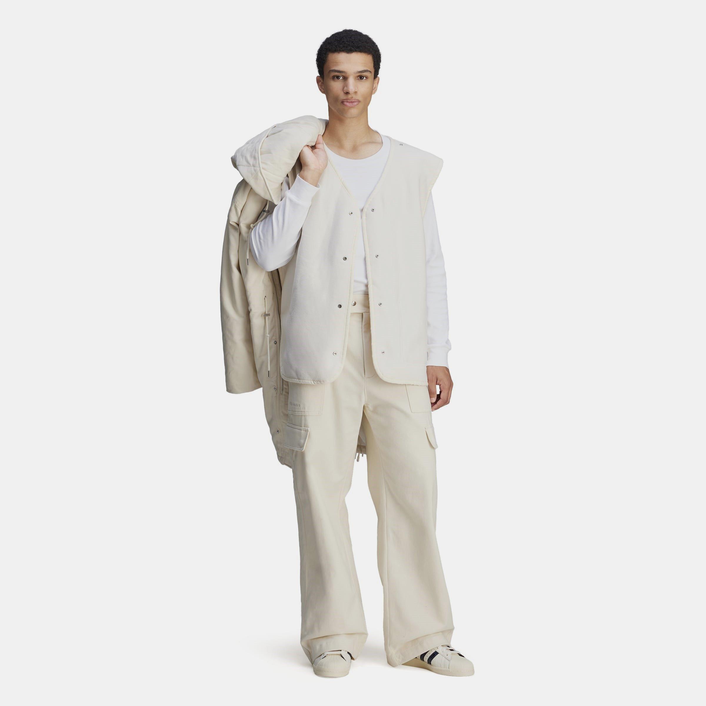 Wonder White - adidas Originals - Men's Coach Cotton Hooded Long Sleeve Full Zip Short Puffer Jacket - 3