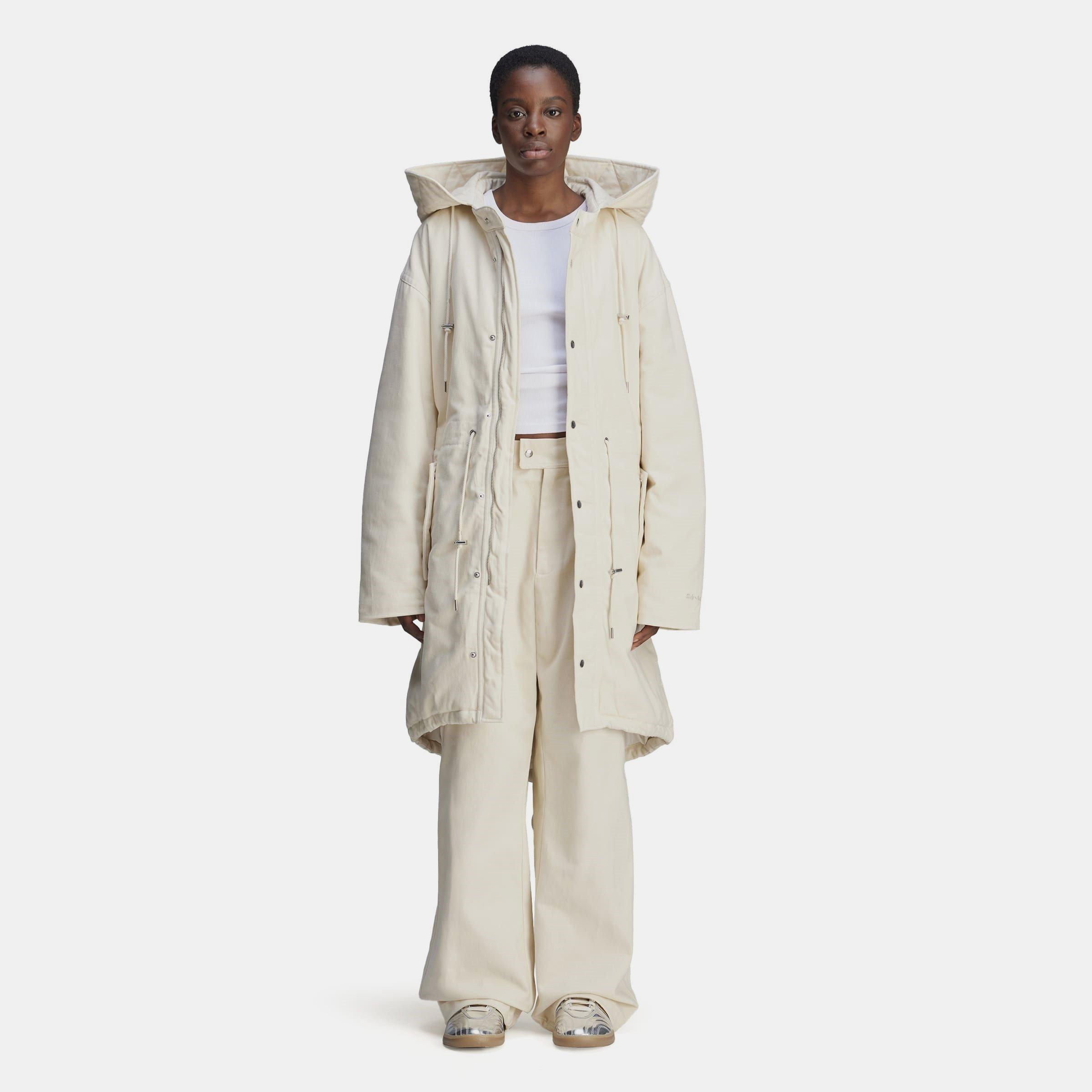 Wonder White - adidas Originals - Men's Coach Cotton Hooded Long Sleeve Full Zip Short Puffer Jacket - 5