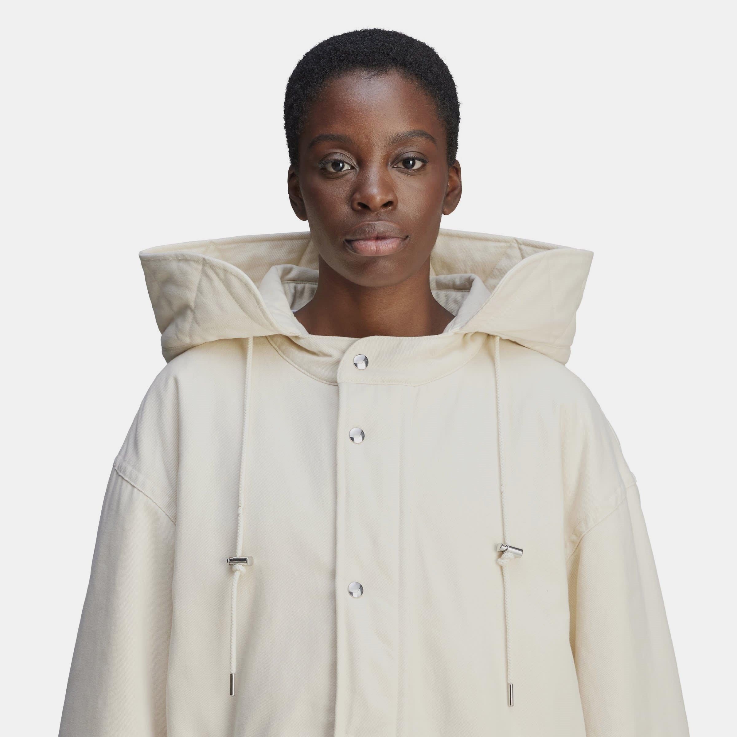 Wonder White - adidas Originals - Men's Coach Cotton Hooded Long Sleeve Full Zip Short Puffer Jacket - 6