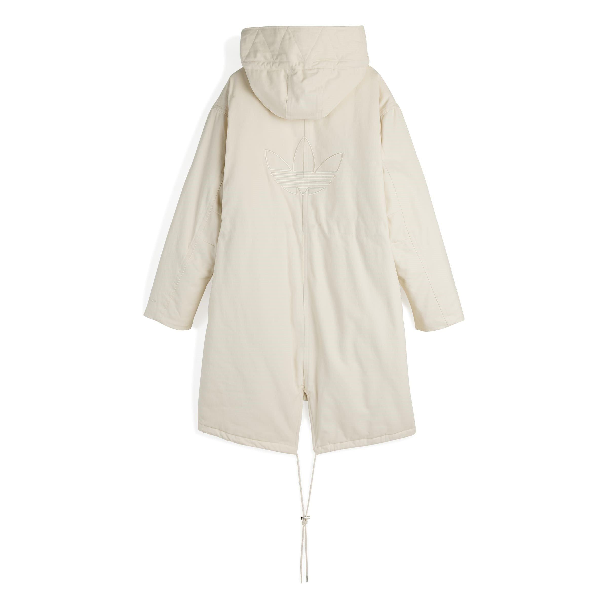 Wonder White - adidas Originals - Men's Coach Cotton Hooded Long Sleeve Full Zip Short Puffer Jacket - 9