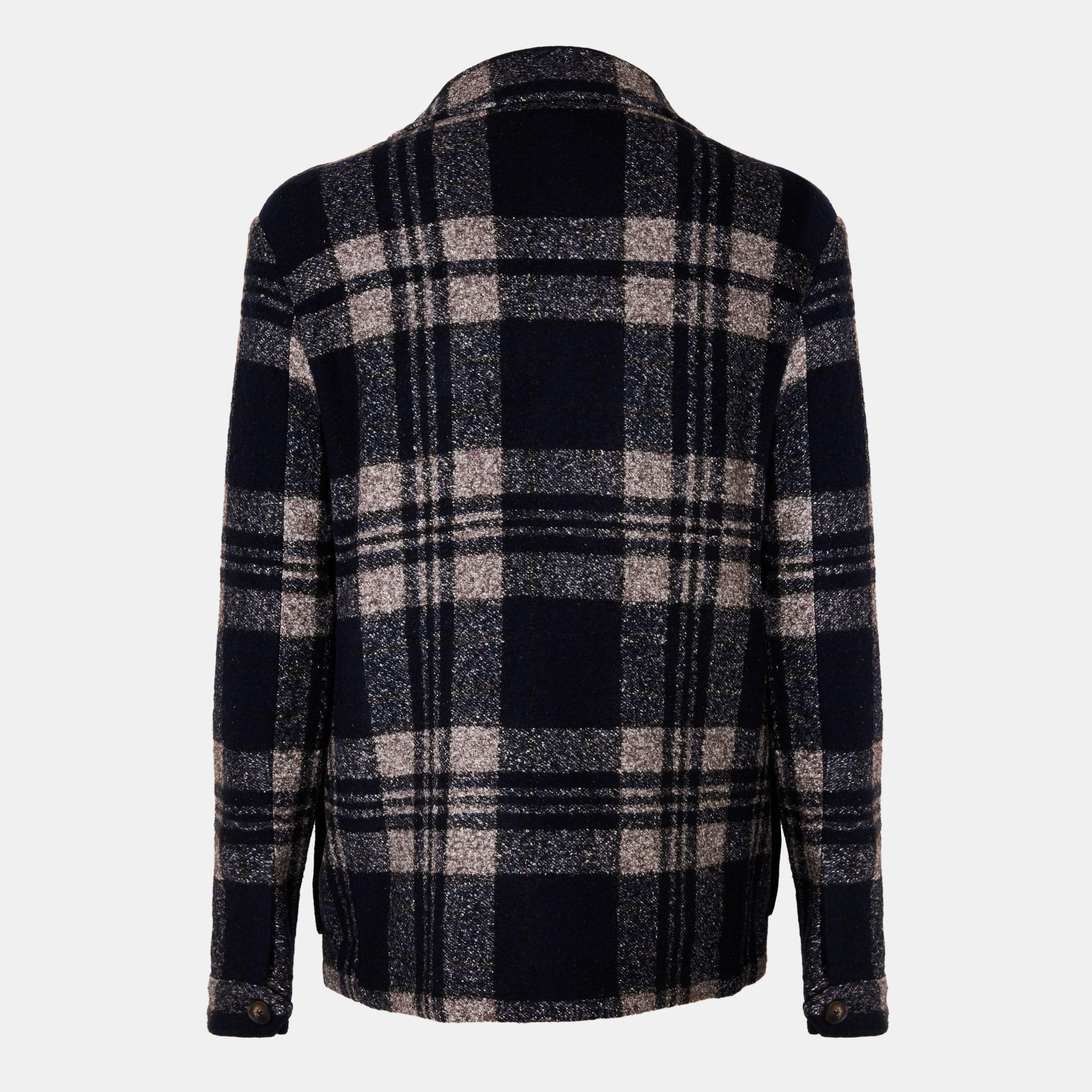 Navy - Pal Zileri - Men's  Check Tailored Fit Overshirt - 2