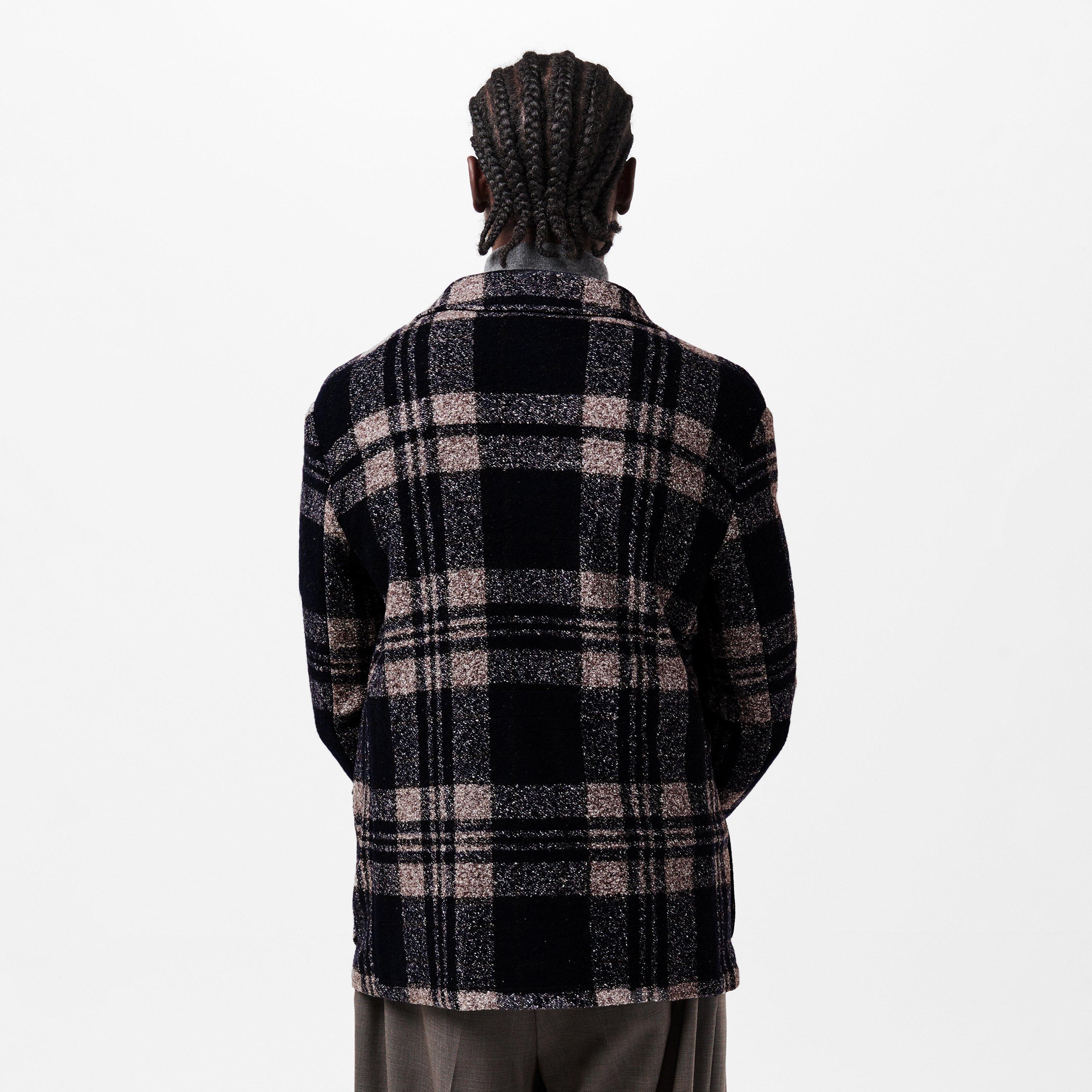 Navy - Pal Zileri - Men's  Check Tailored Fit Overshirt - 4