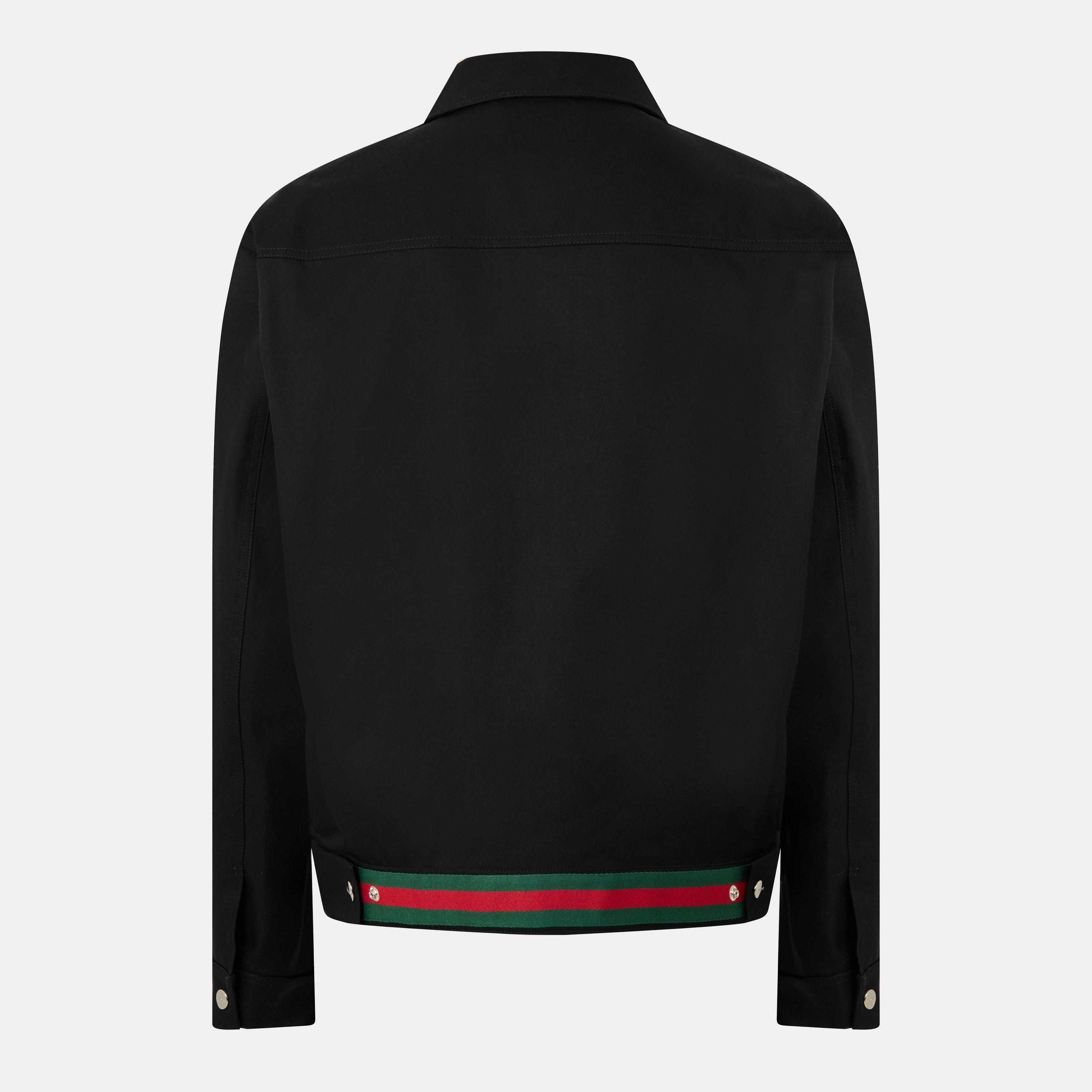 Black - Gucci - Men's Cotton Twill Long Sleeve Harrington Jacket - 2