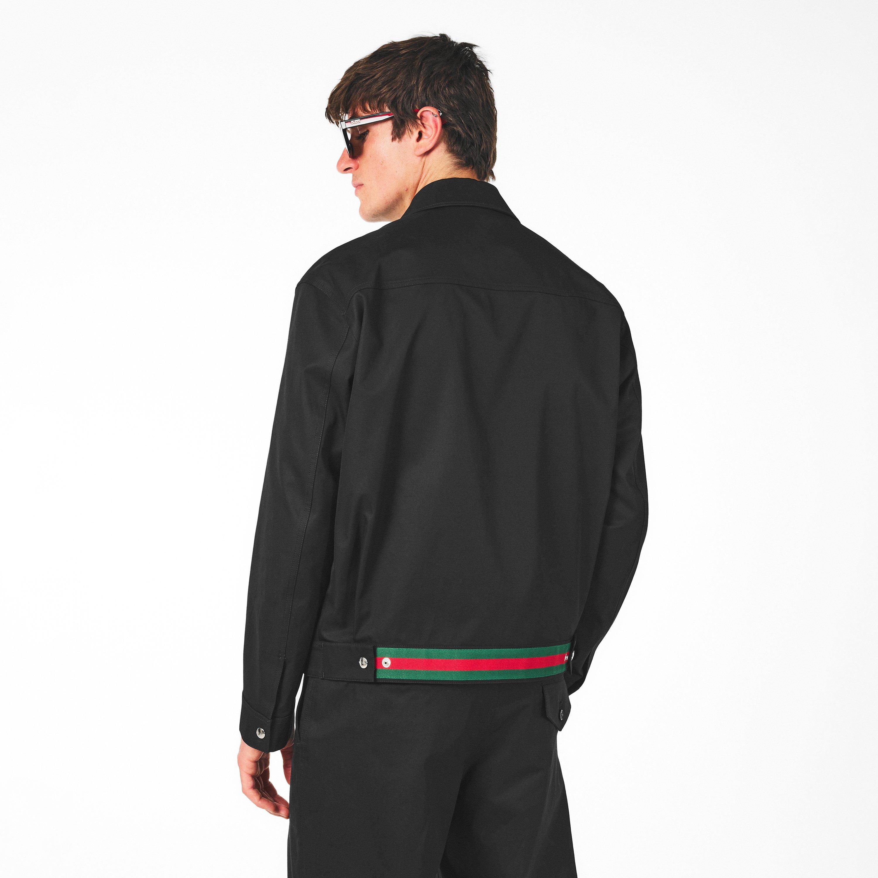 Black - Gucci - Men's Cotton Twill Long Sleeve Harrington Jacket - 4