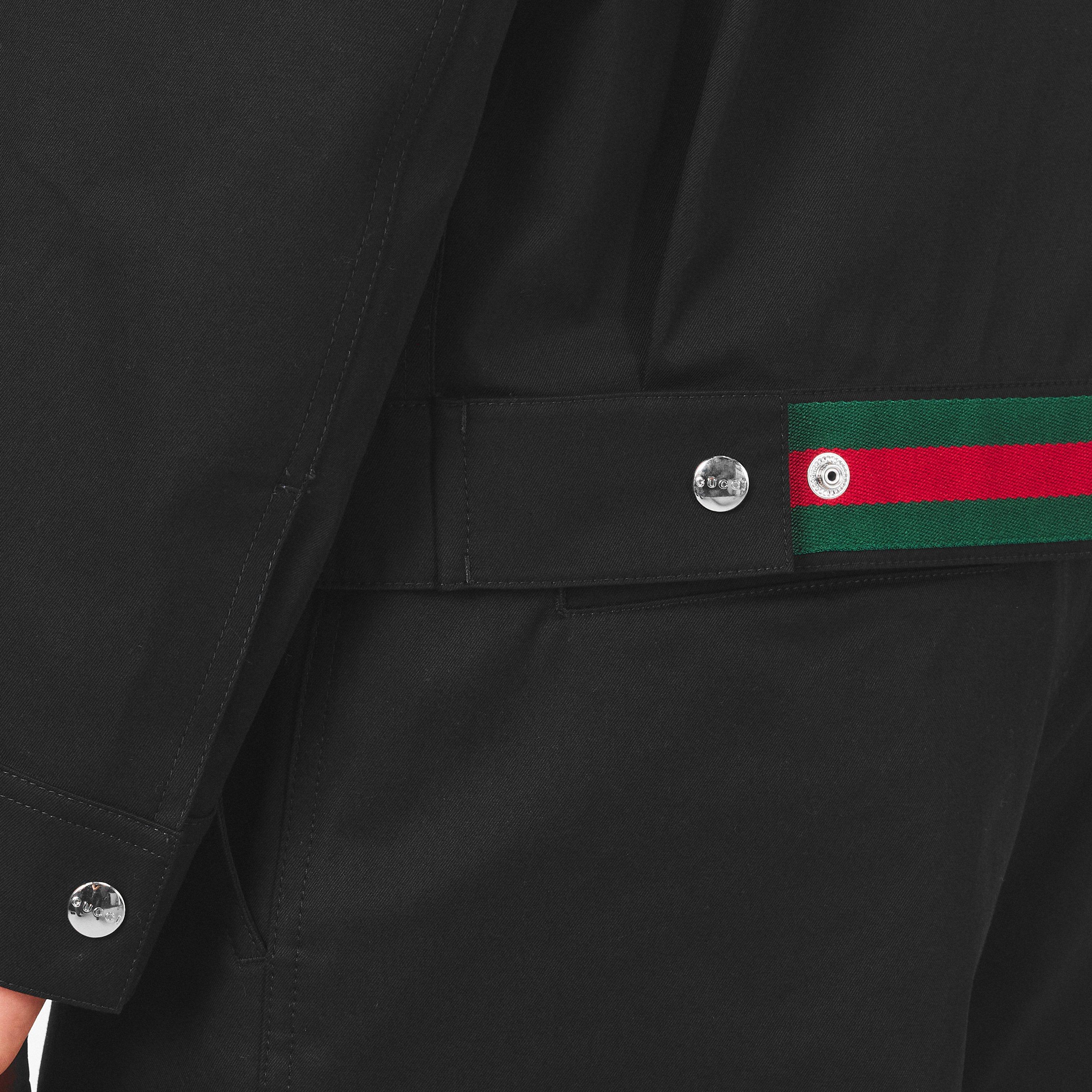 Black - Gucci - Men's Cotton Twill Long Sleeve Harrington Jacket - 5