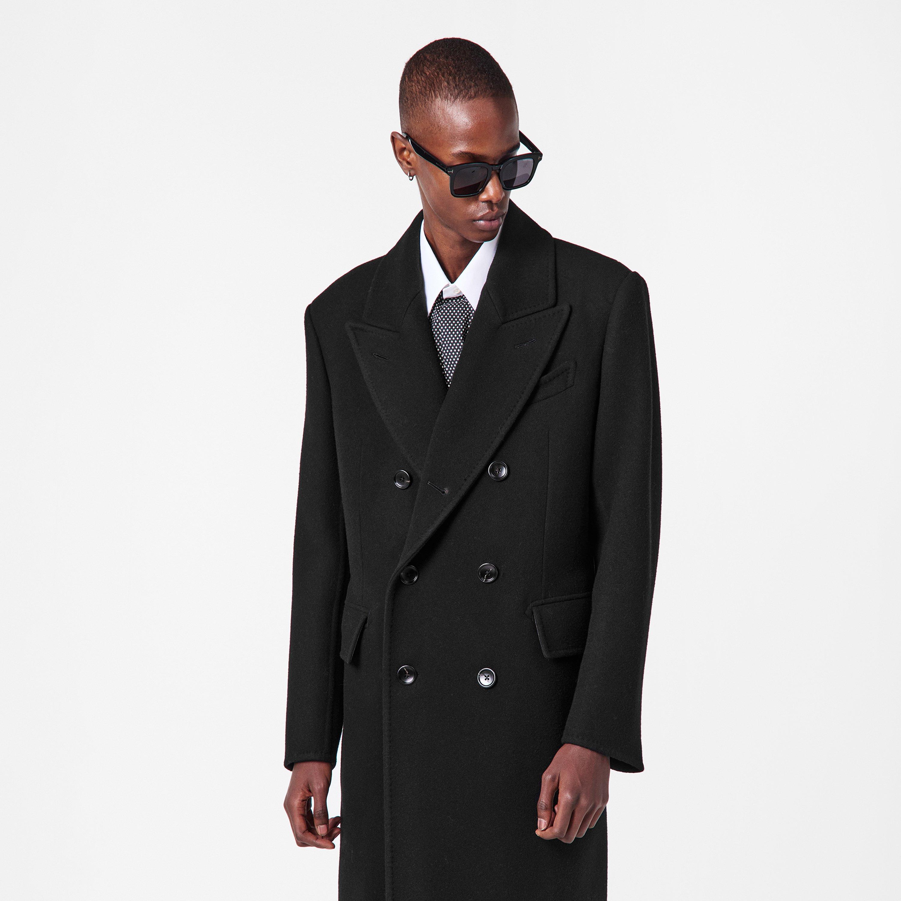 Black - Tom Ford - Men's Double-Breasted Overcoat - 3