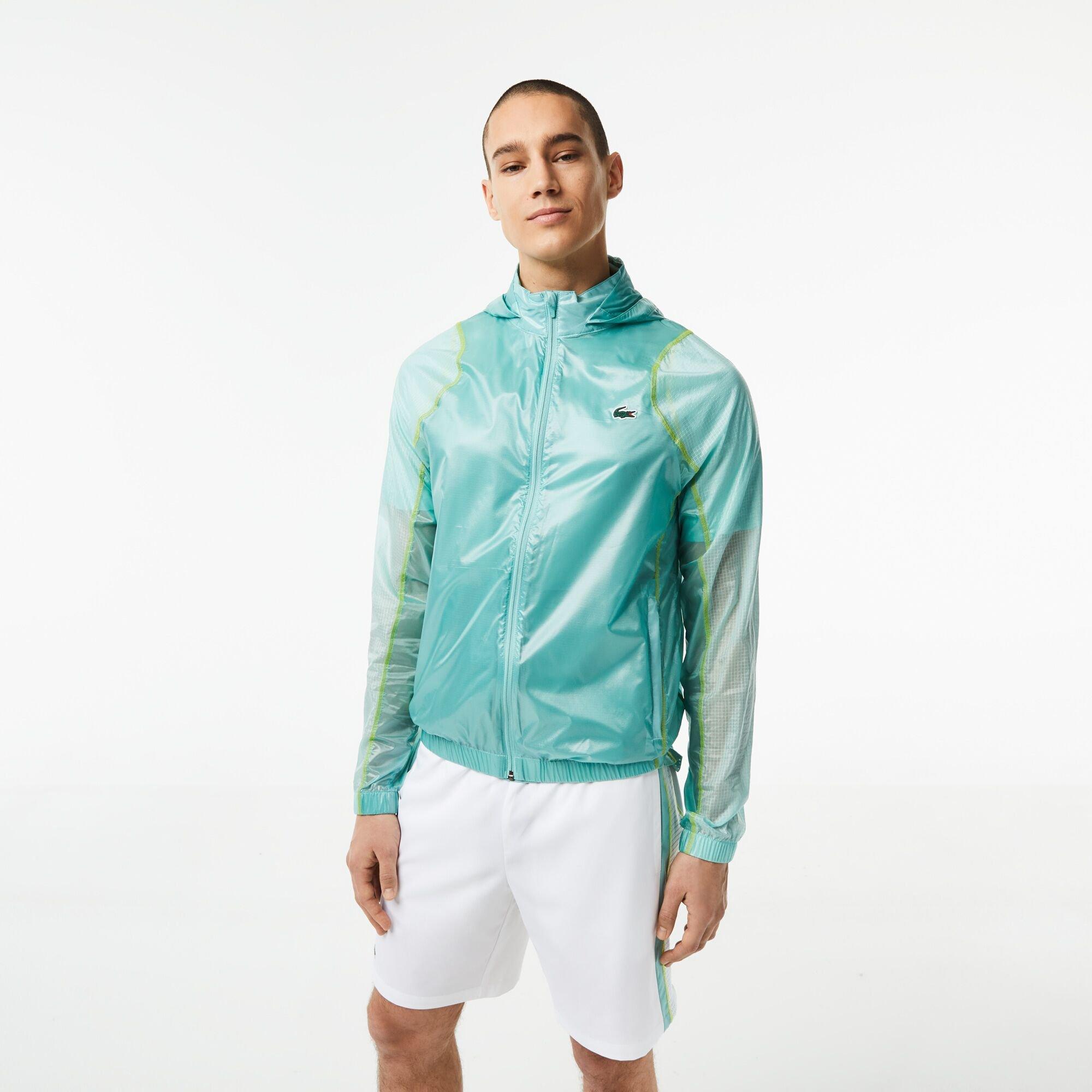 Lacoste Men's Water-Resistant Rain Anorak - Florida/Mint - XS