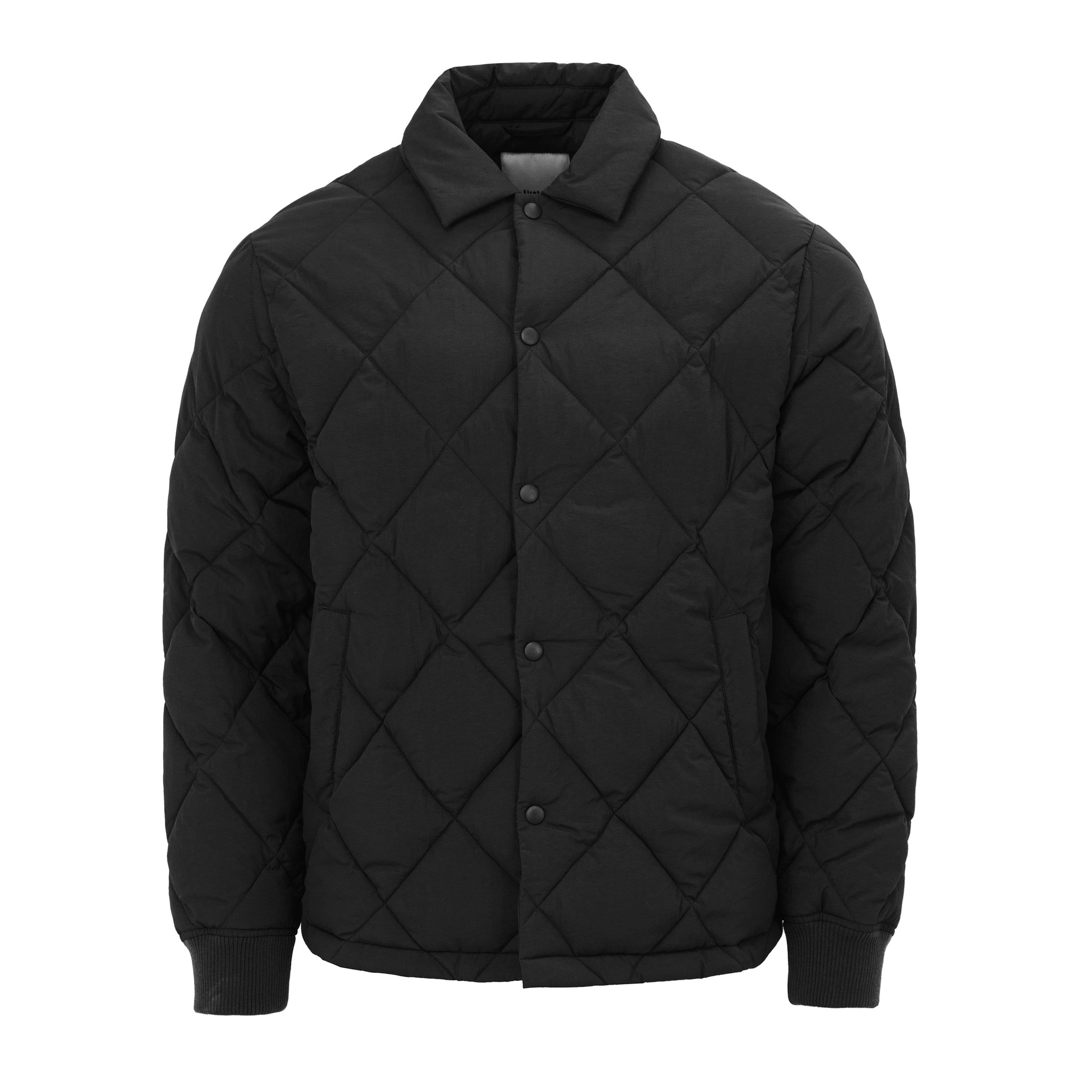 Black - Firetrap - Men's Button-Down Shirt Collar Long Sleeve Puffer Jacket - 1