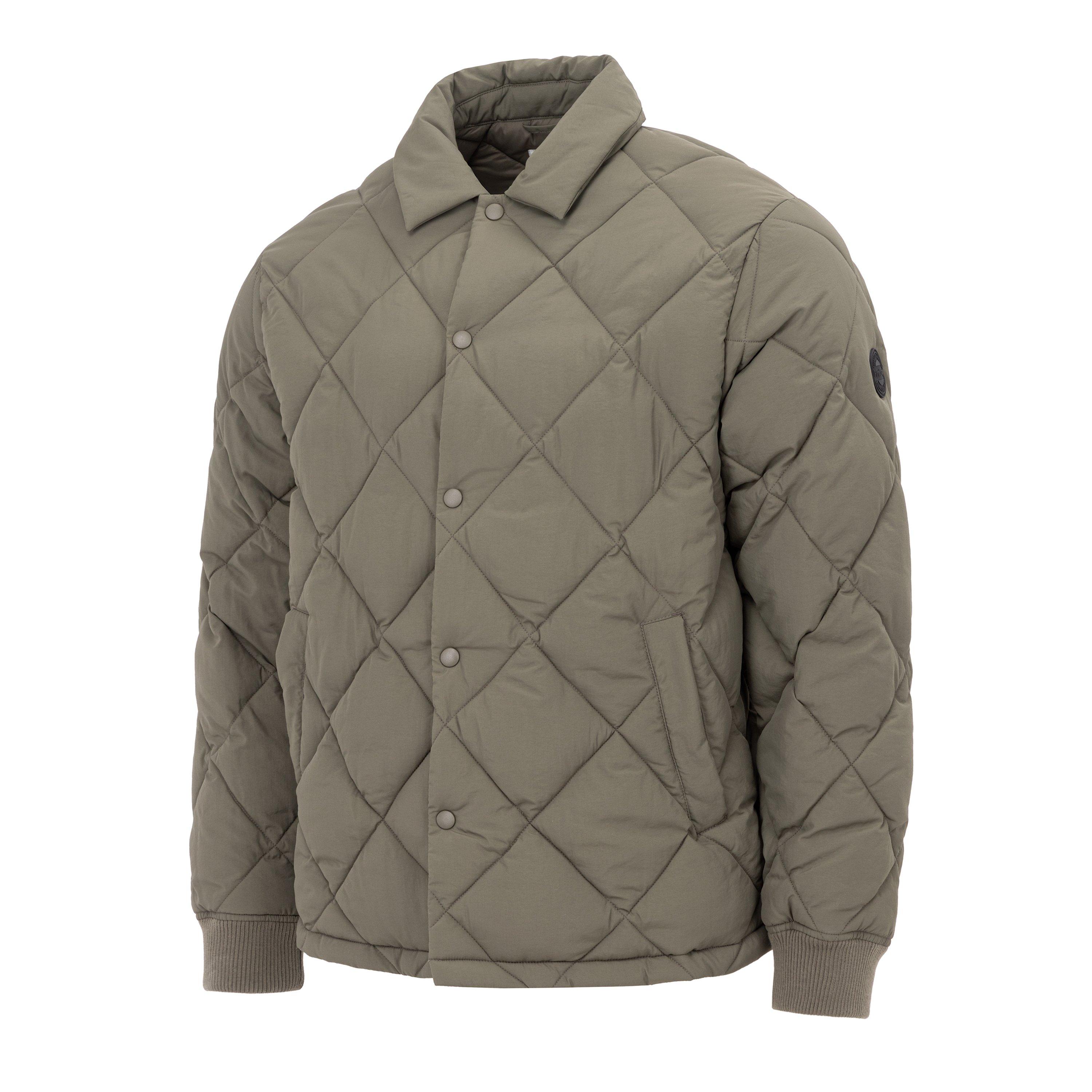 Khaki - Firetrap - Men's Button-Down Shirt Collar Long Sleeve Puffer Jacket - 3