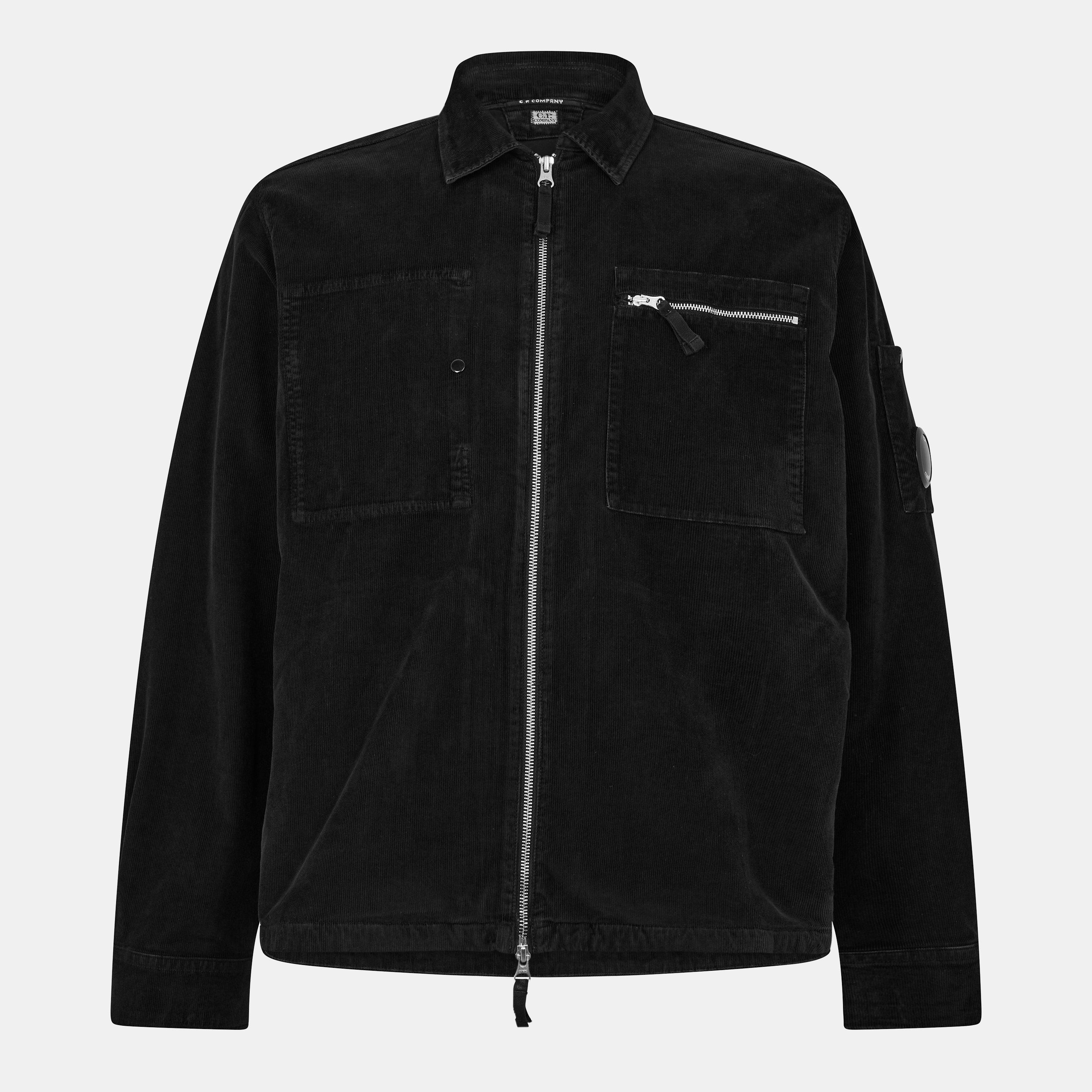 Black 999 - CP Company - Men's Corduroy Long Sleeve Zip Overshirt - 1