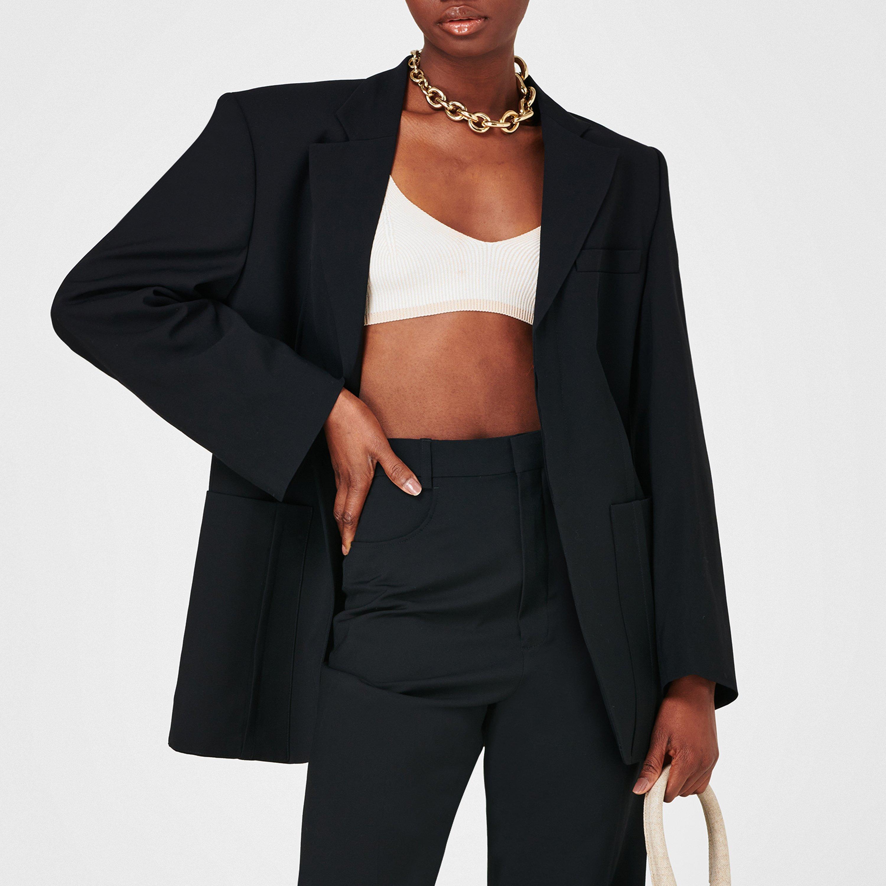 Black 990 - Jacquemus - Women's Le Veste D'Homme Oversized Wool Long Sleeve Blazer - 1