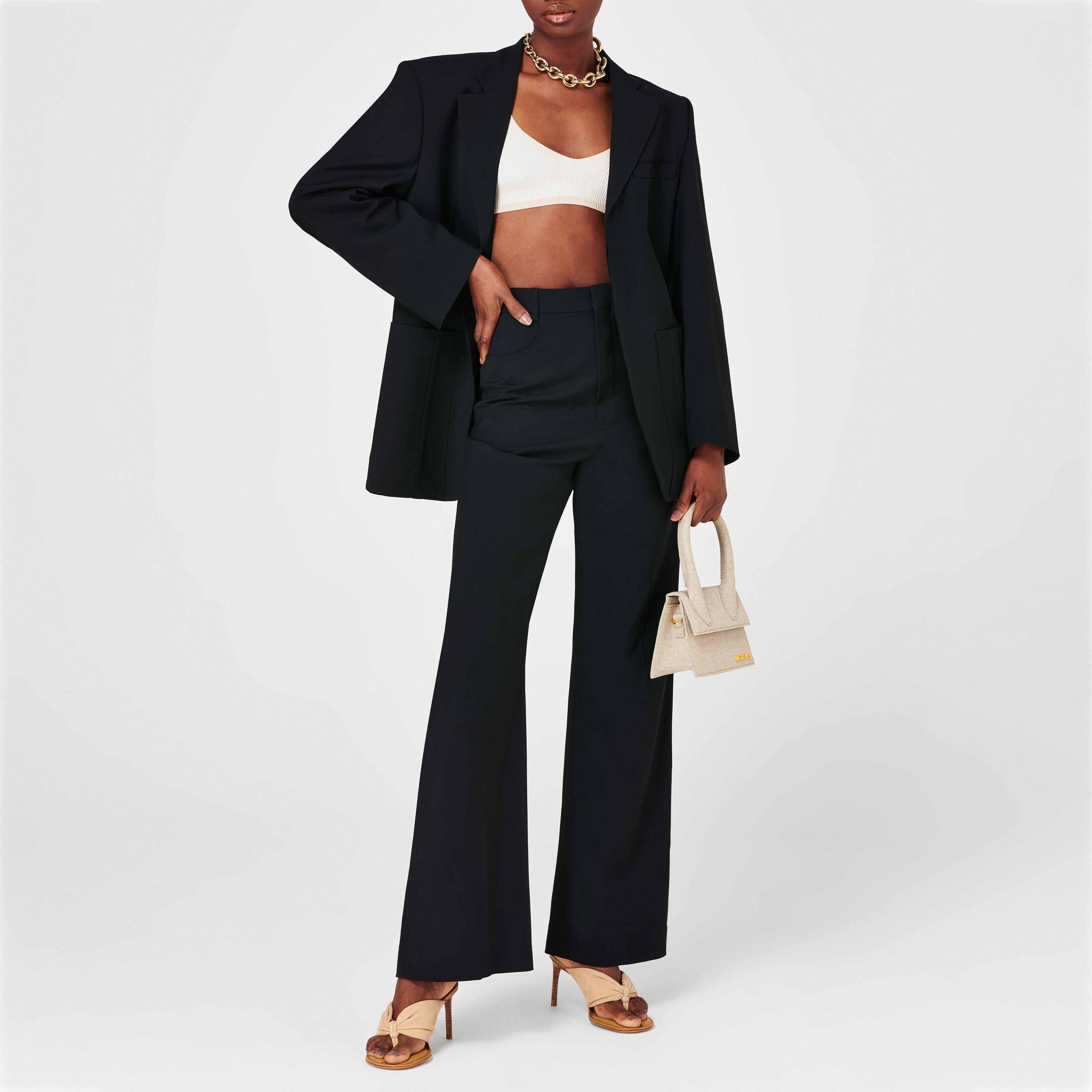 Black 990 - Jacquemus - Women's Le Veste D'Homme Oversized Wool Long Sleeve Blazer - 4