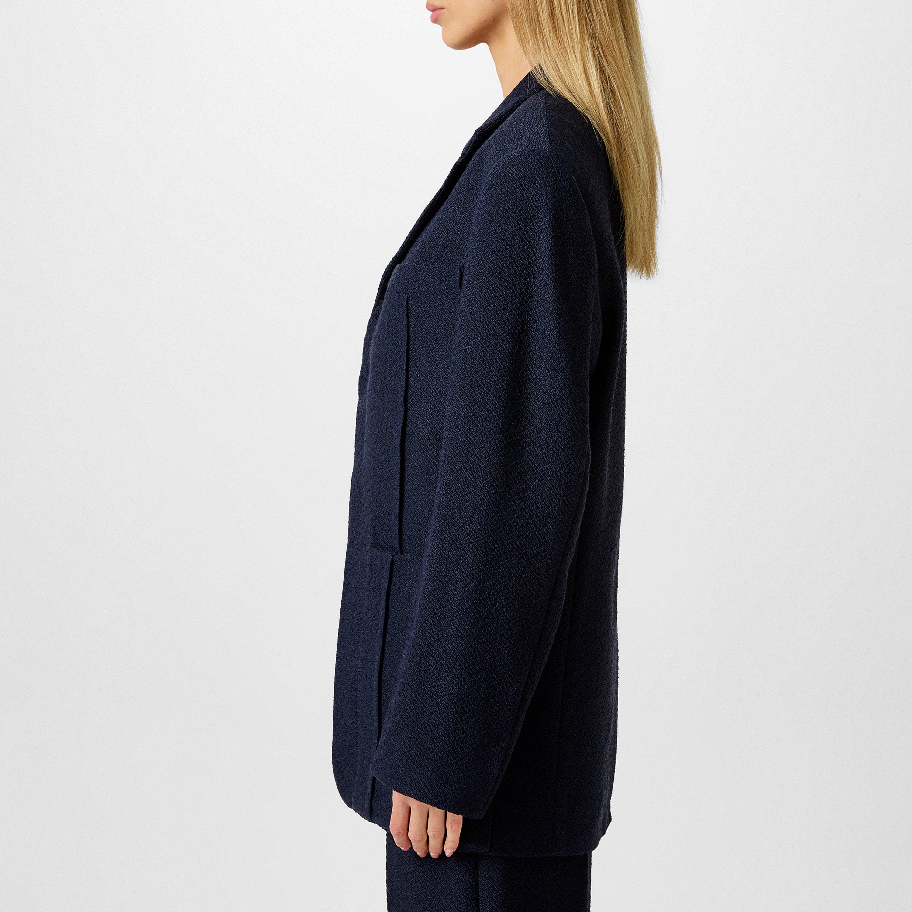 Dark Navy - Jacquemus - Women's Le Veste D'Homme Oversized Wool Long Sleeve Blazer - 2