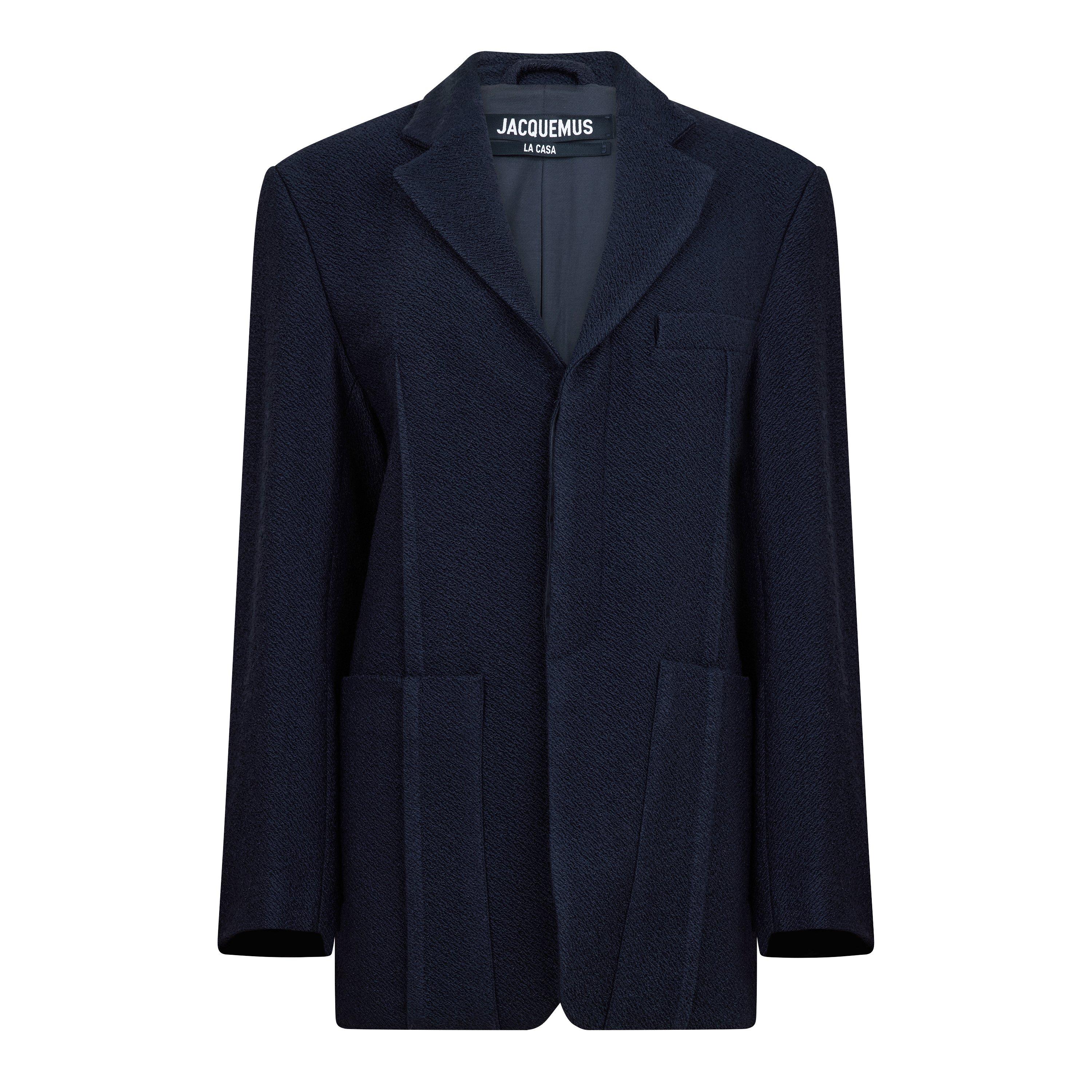 Dark Navy - Jacquemus - Women's Le Veste D'Homme Oversized Wool Long Sleeve Blazer - 5