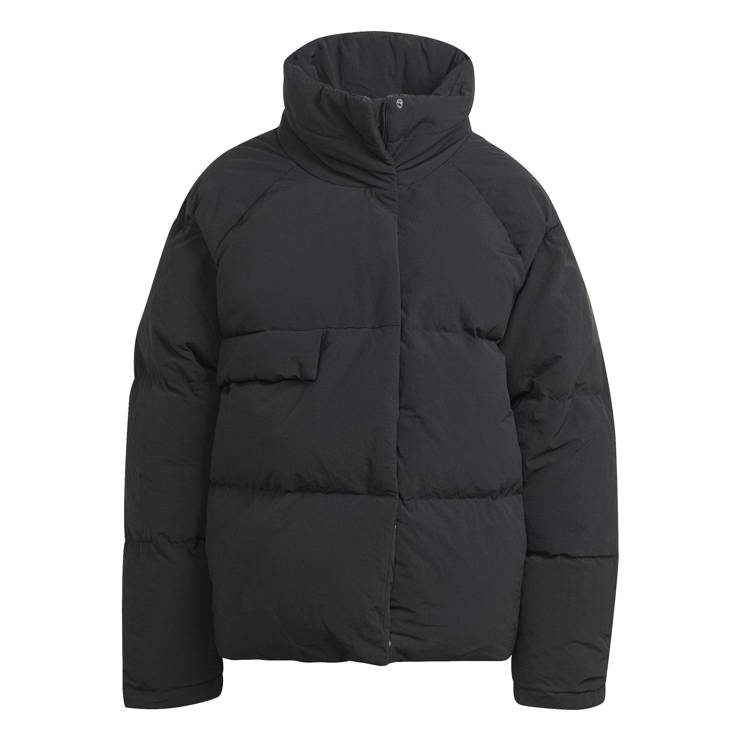 Black - adidas - Women's Big Waffle Water-Resistant Funnel Neck Long Sleeve Down Jacket - 1
