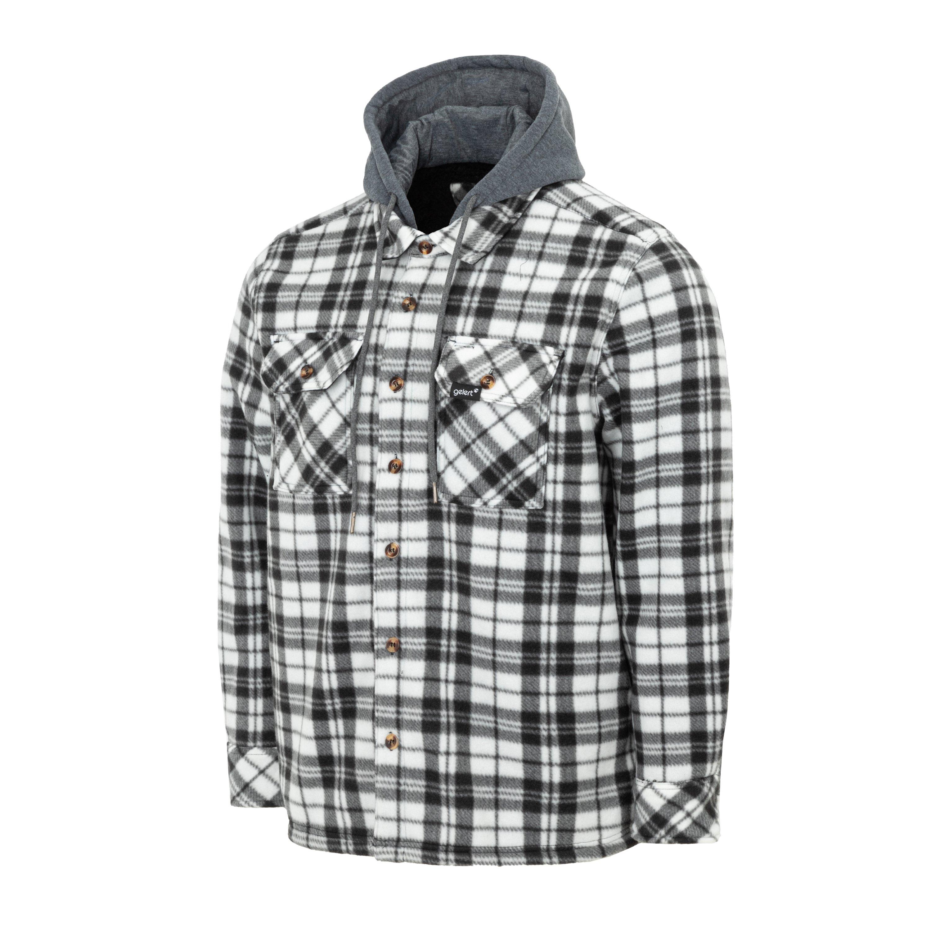 Black/White - Gelert - Men's Sherpa Fleece Long Sleeve Button-Up Sherpa Jacket - 3