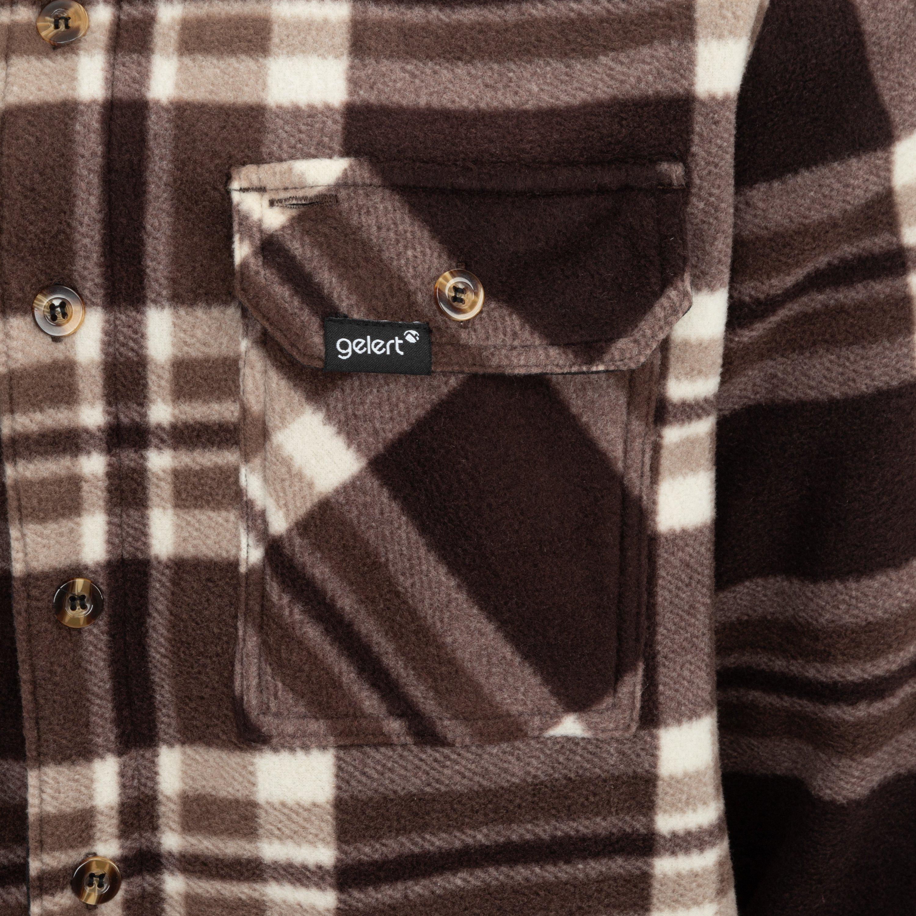 Dk Brun/Beige - Gelert - Sherpa Fleece Long Sleeve Button-Up Sherpa Jacket - 4