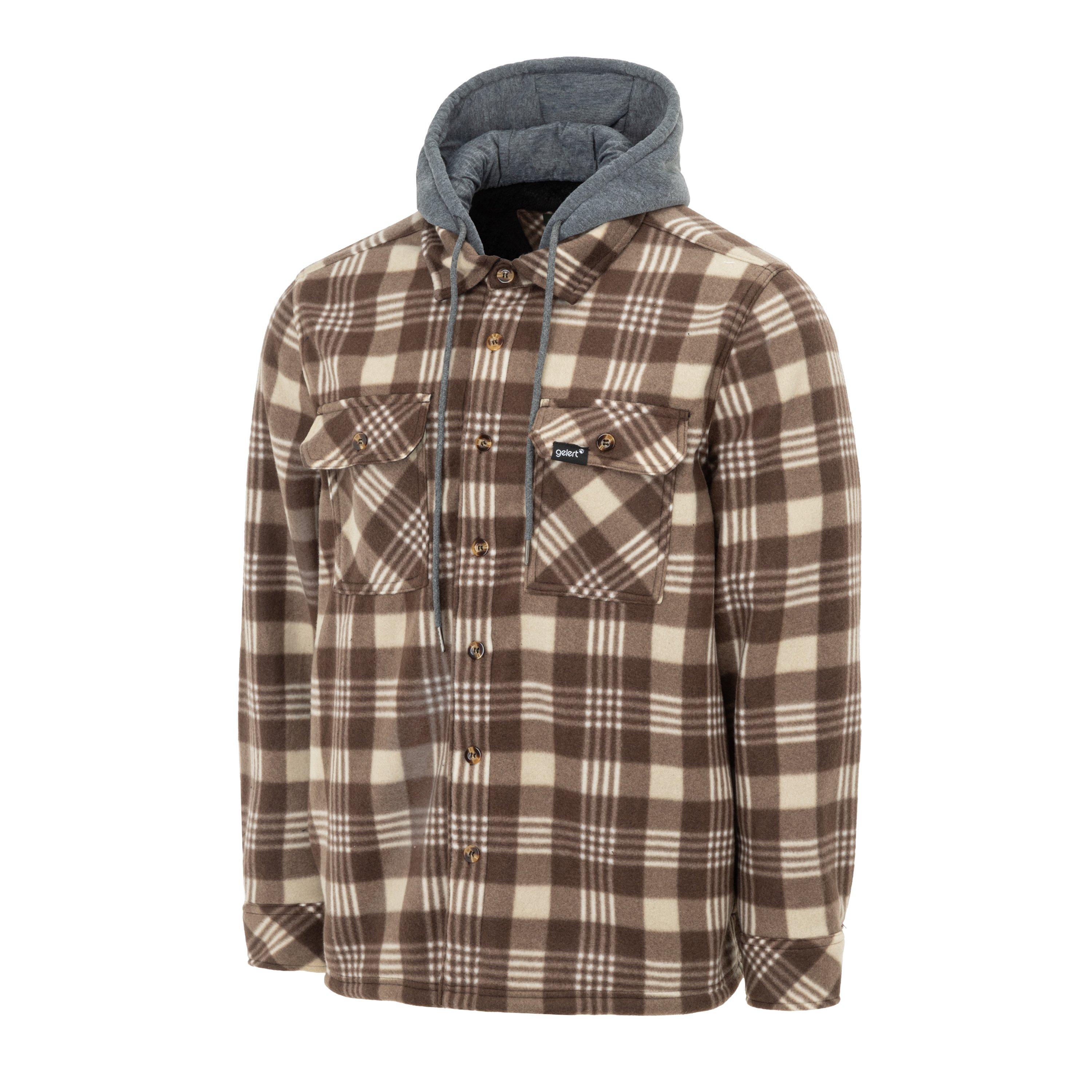 Brown/Beige - Gelert - Men's Sherpa Fleece Long Sleeve Button-Up Sherpa Jacket - 3