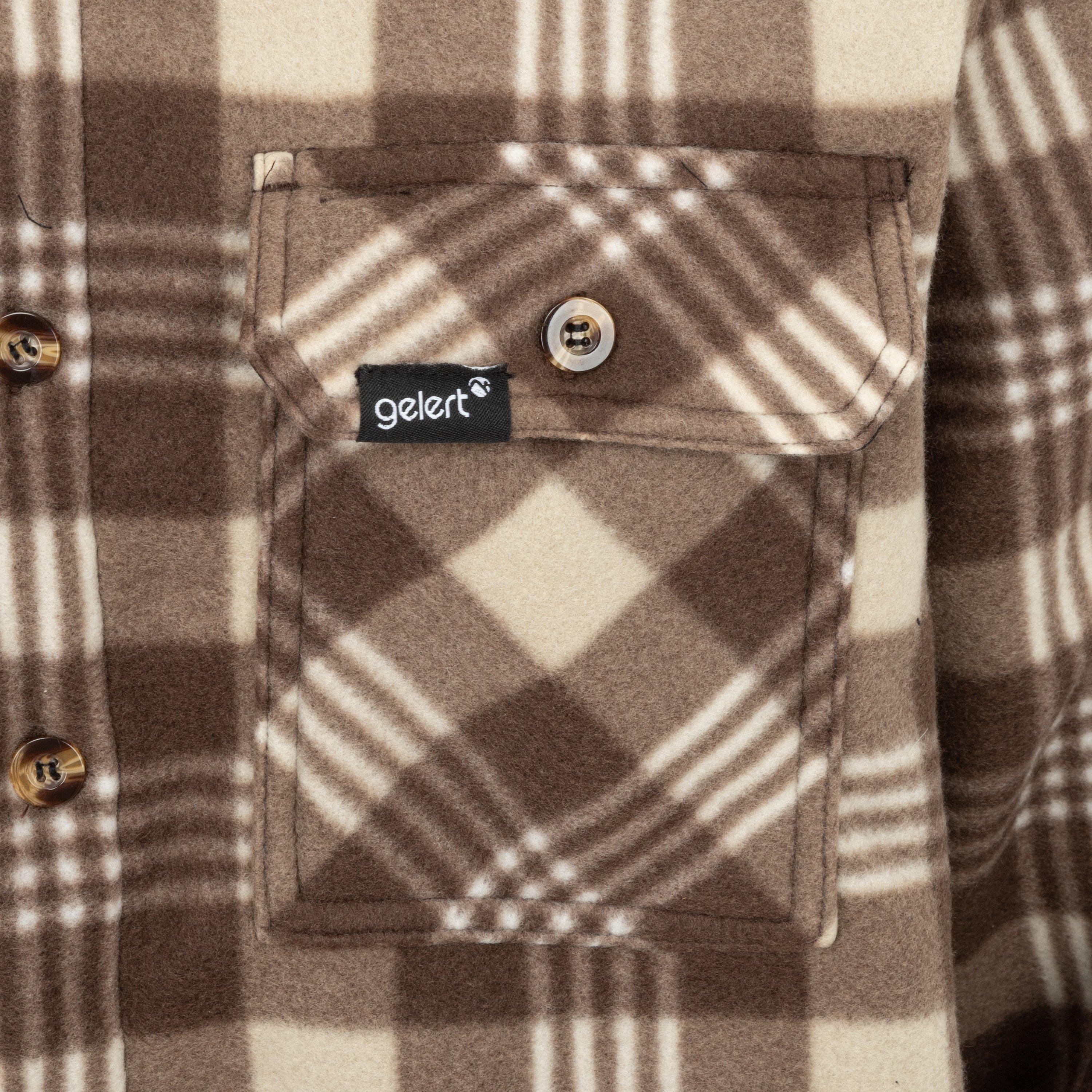 Brown/Beige - Gelert - Men's Sherpa Fleece Long Sleeve Button-Up Sherpa Jacket - 4