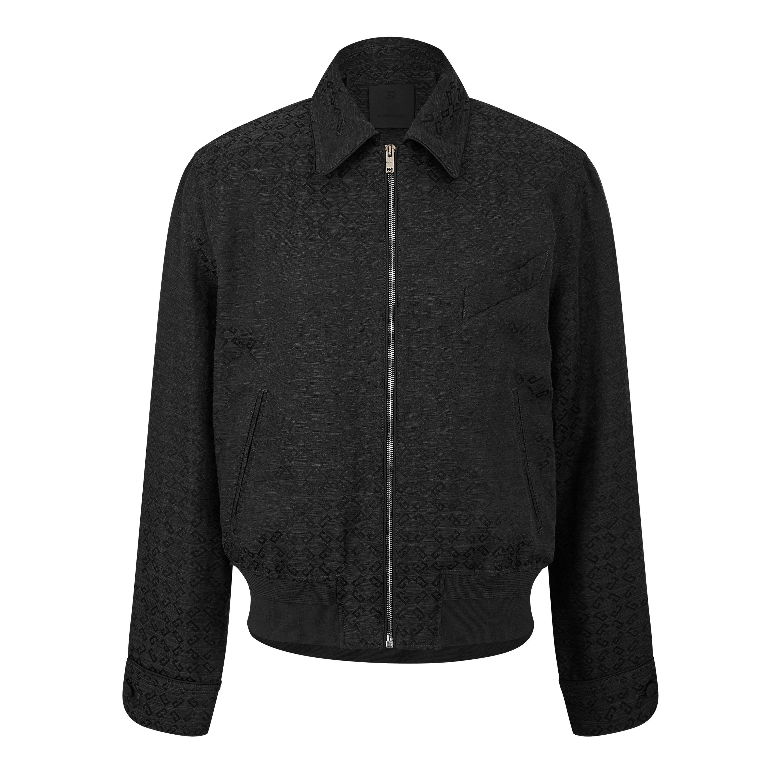 GIVENCHY Men's Monogram Blouson Linen Long Sleeve Coach Jacket - Dark Grey - Size M (48)