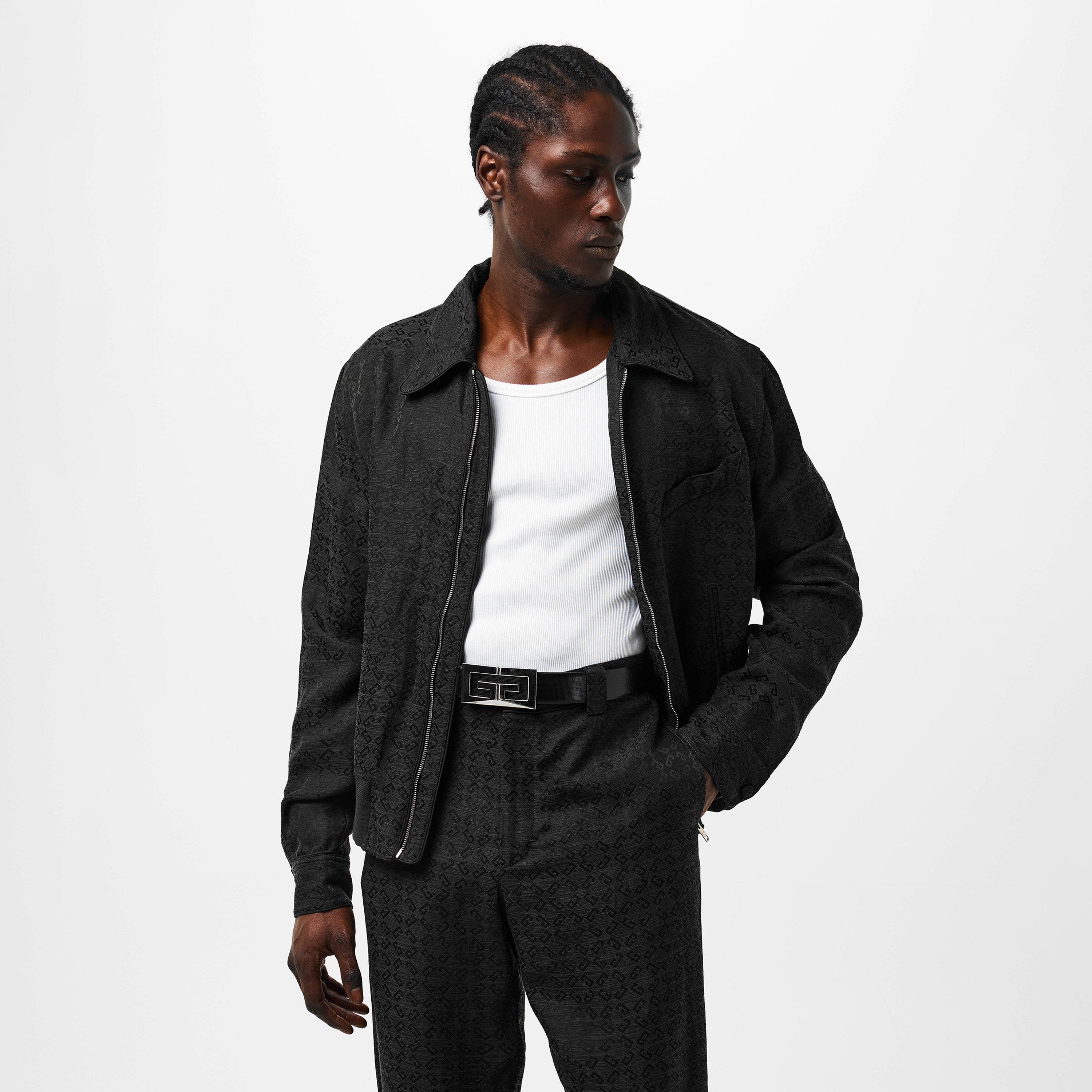 Dark Grey - GIVENCHY - Men's Monogram Blouson Linen Long Sleeve Coach Jacket - 3