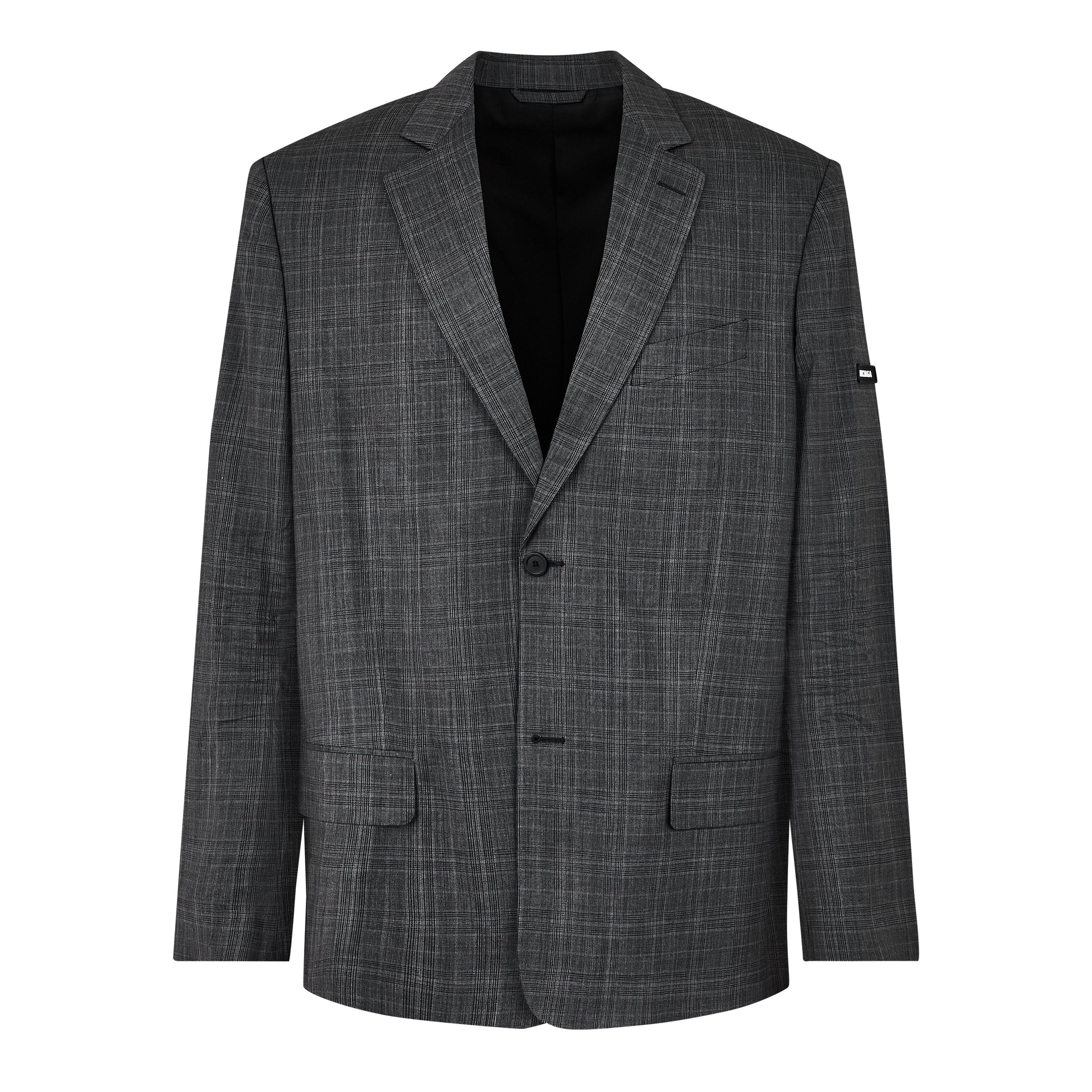 Grey 1240 - Balenciaga - Men's  Washed Viscose Long Sleeve Lapel Blazer - 1