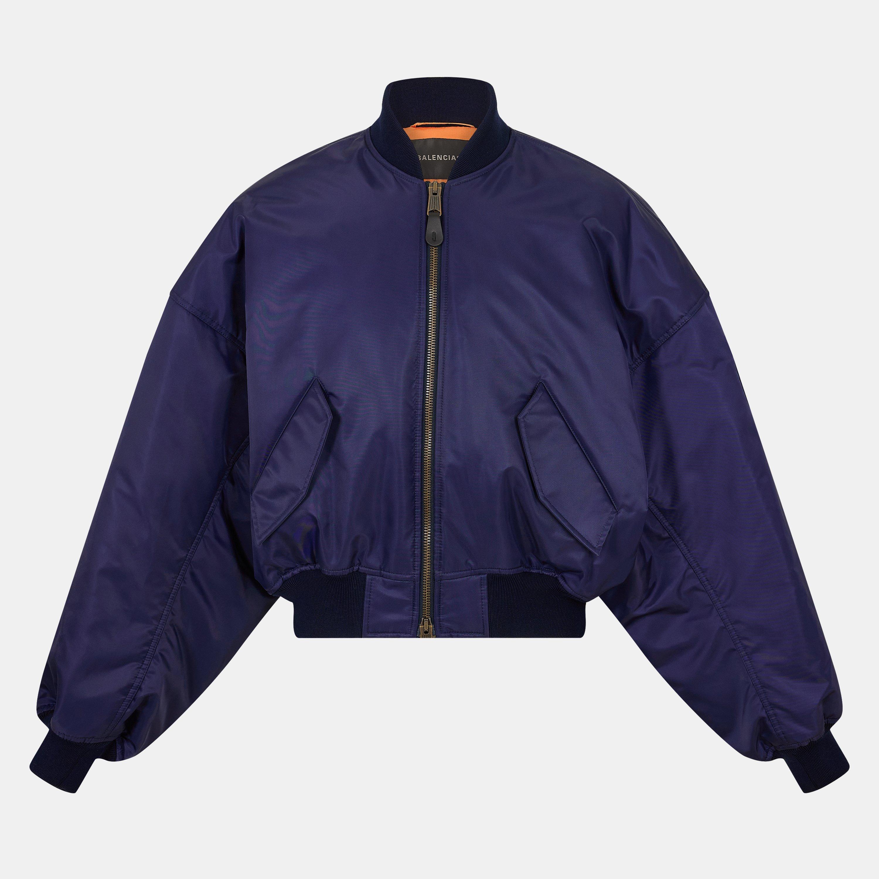 Dark Navy - Balenciaga - Men's Round Bomber Long Sleeve Zip Parka - 1