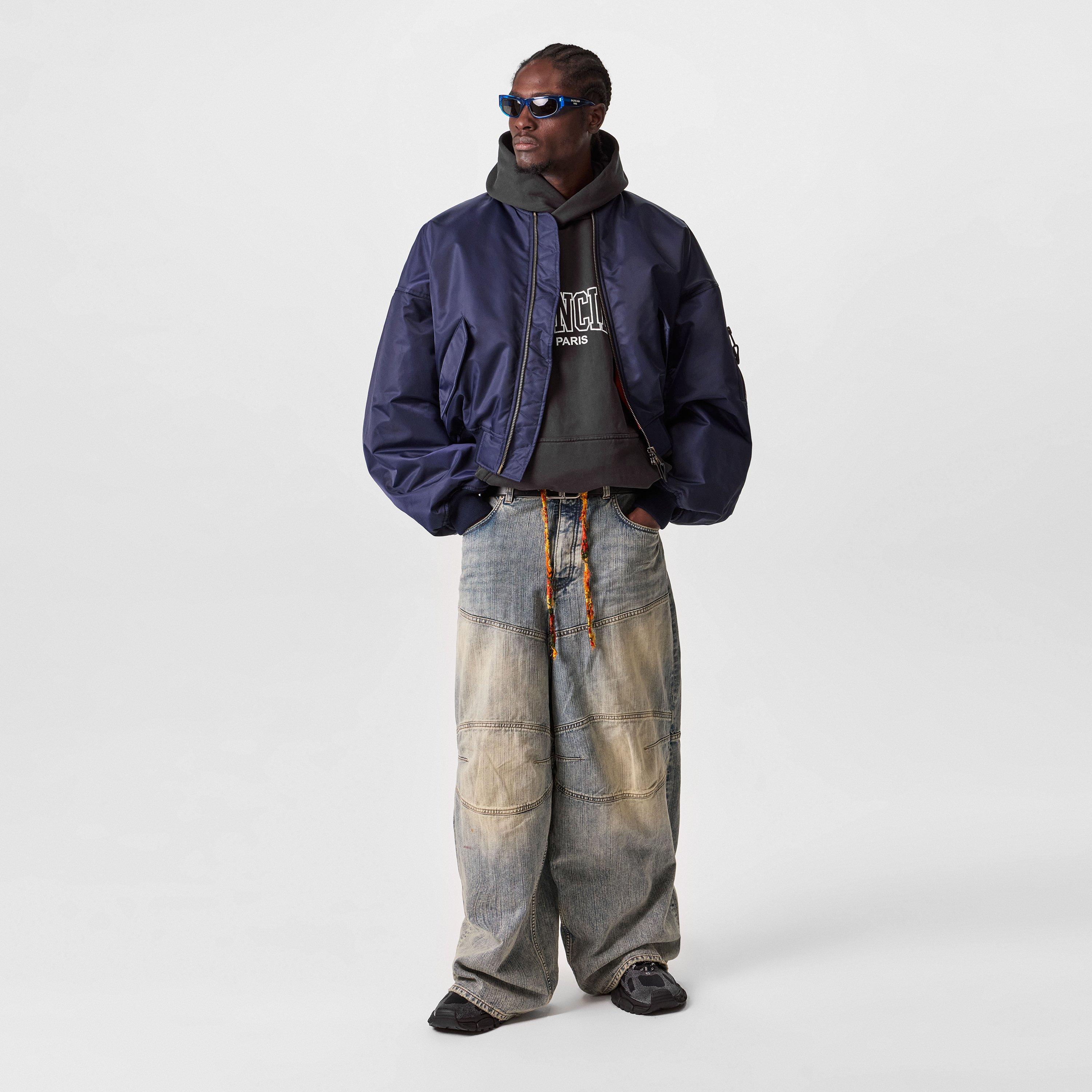 Dark Navy - Balenciaga - Men's Round Bomber Long Sleeve Zip Parka - 6