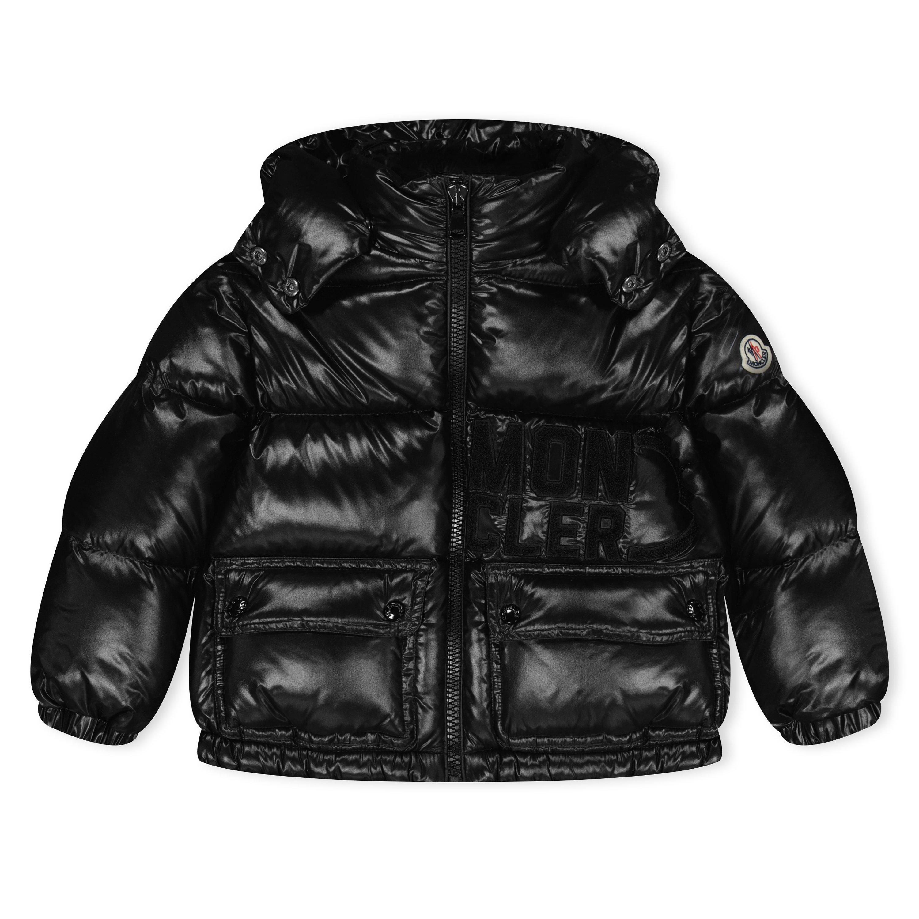 Black 999 - Moncler - Kids' Abbaye Water Resistant Detachable Hood Goose Down Short Puffer Jacket - 1