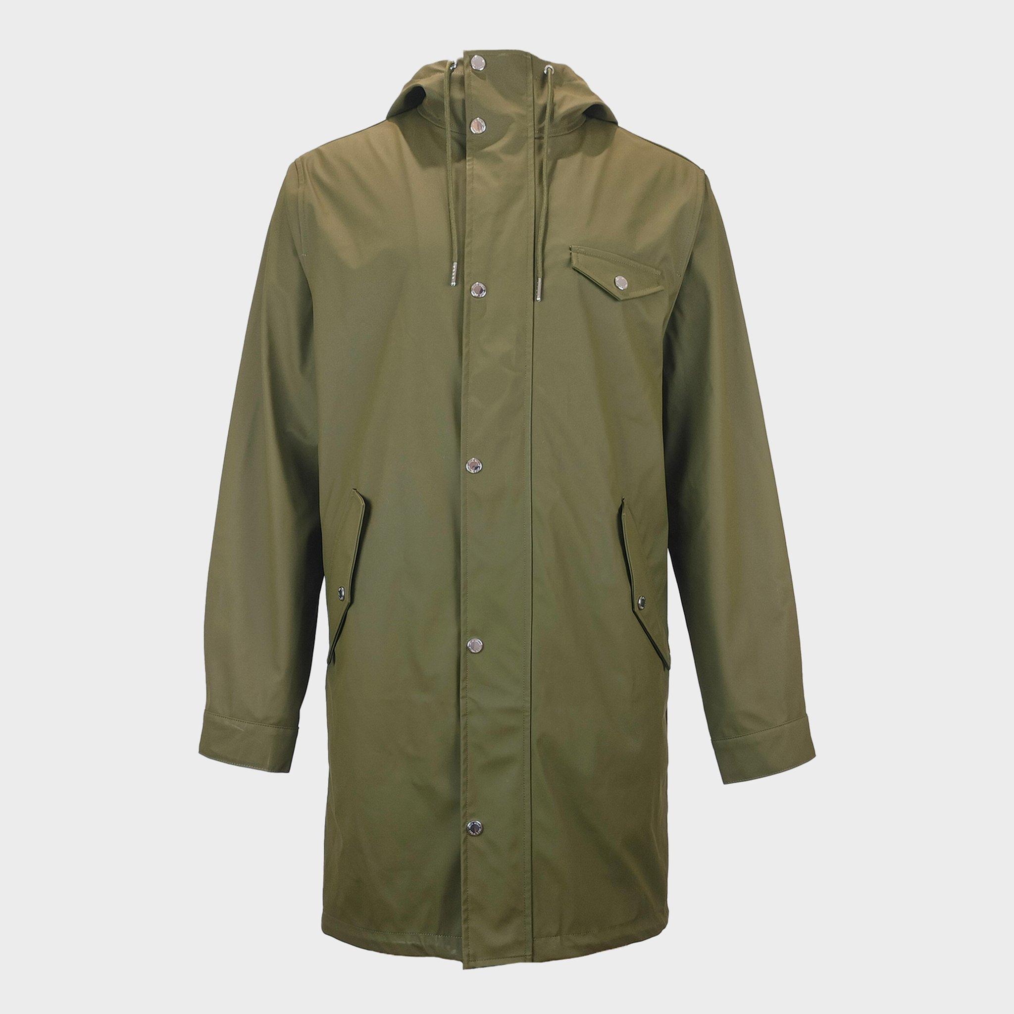 Olive - Jack Wills - Men's Fisher Water and Wind Resistant 2.5 Layer Long Sleeve Rain Anorak - 1