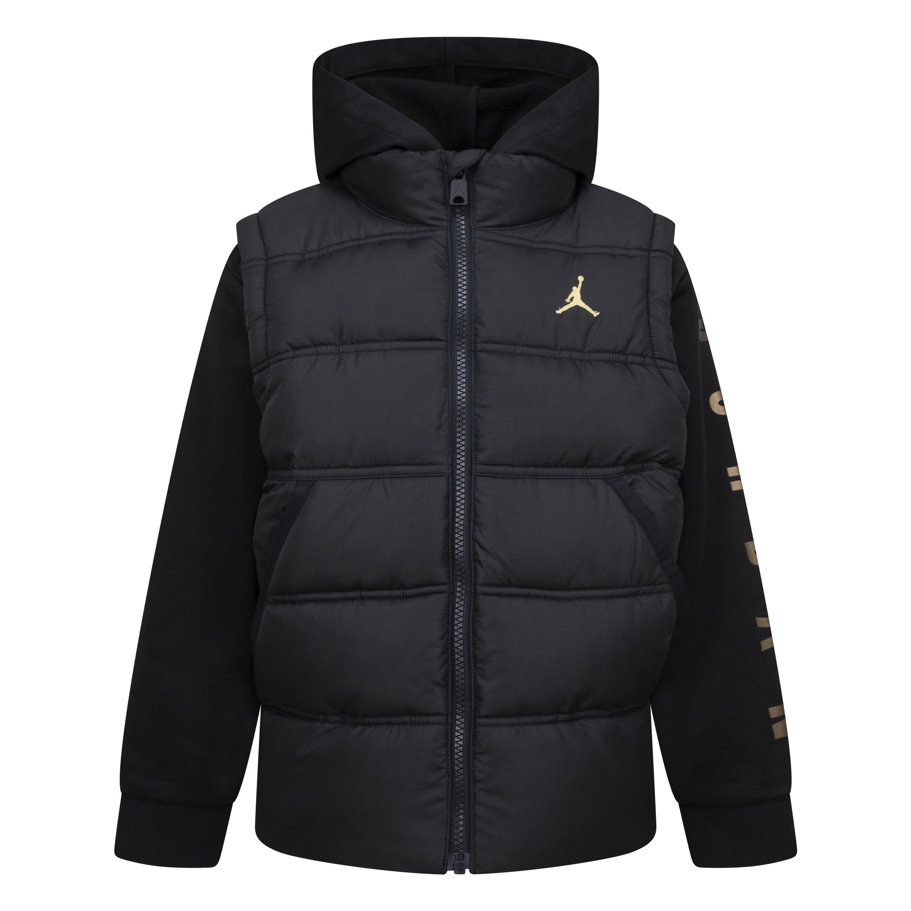 Air Jordan Boys Kids' Lightweight Quilted Puffer Jacket - Black/Gold - 11-12 (L)