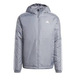 adidas 3 Stripe Essential Hooded Jacket Mens