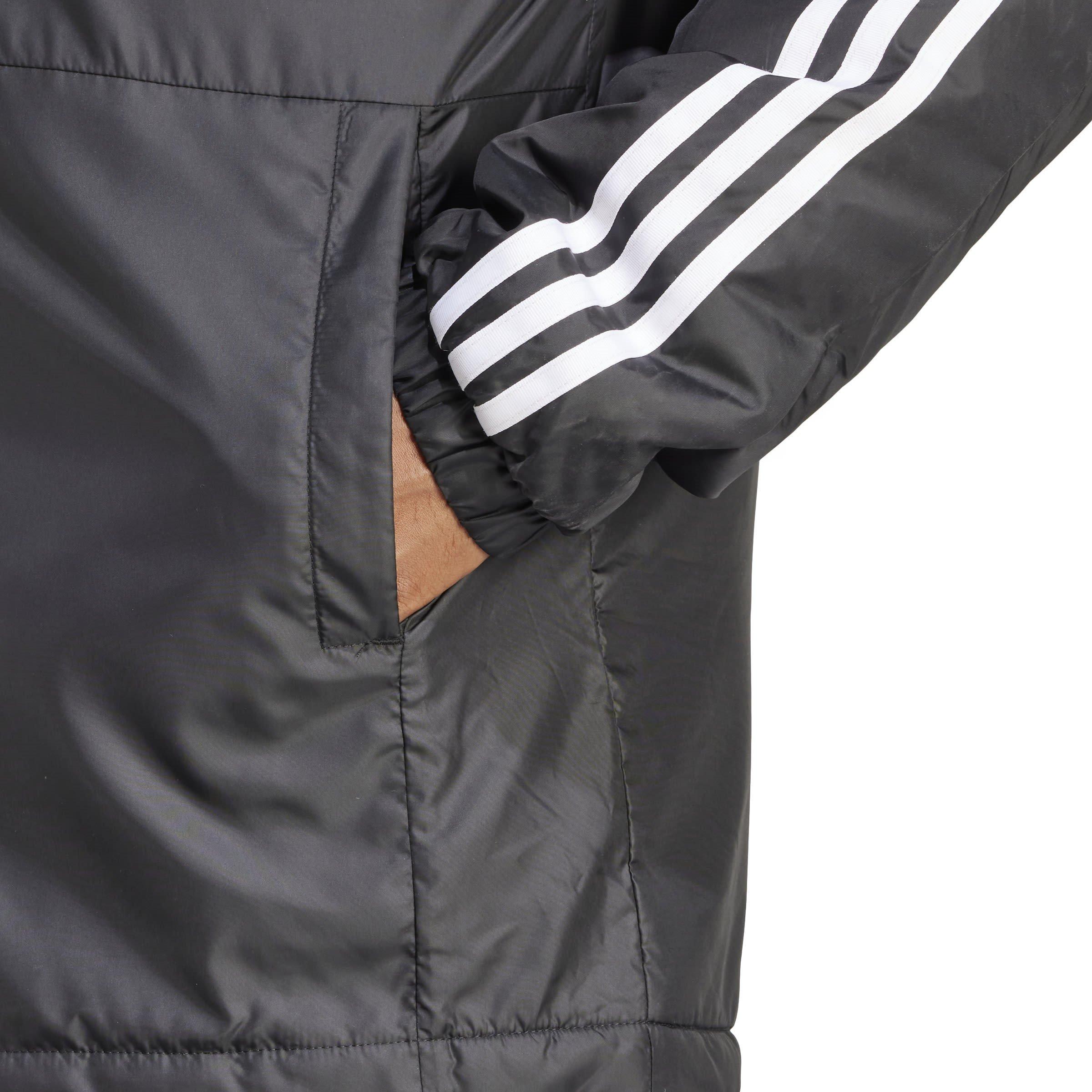 Nero - adidas - 3 Stripe Essential Hooded Jacket Mens - 7