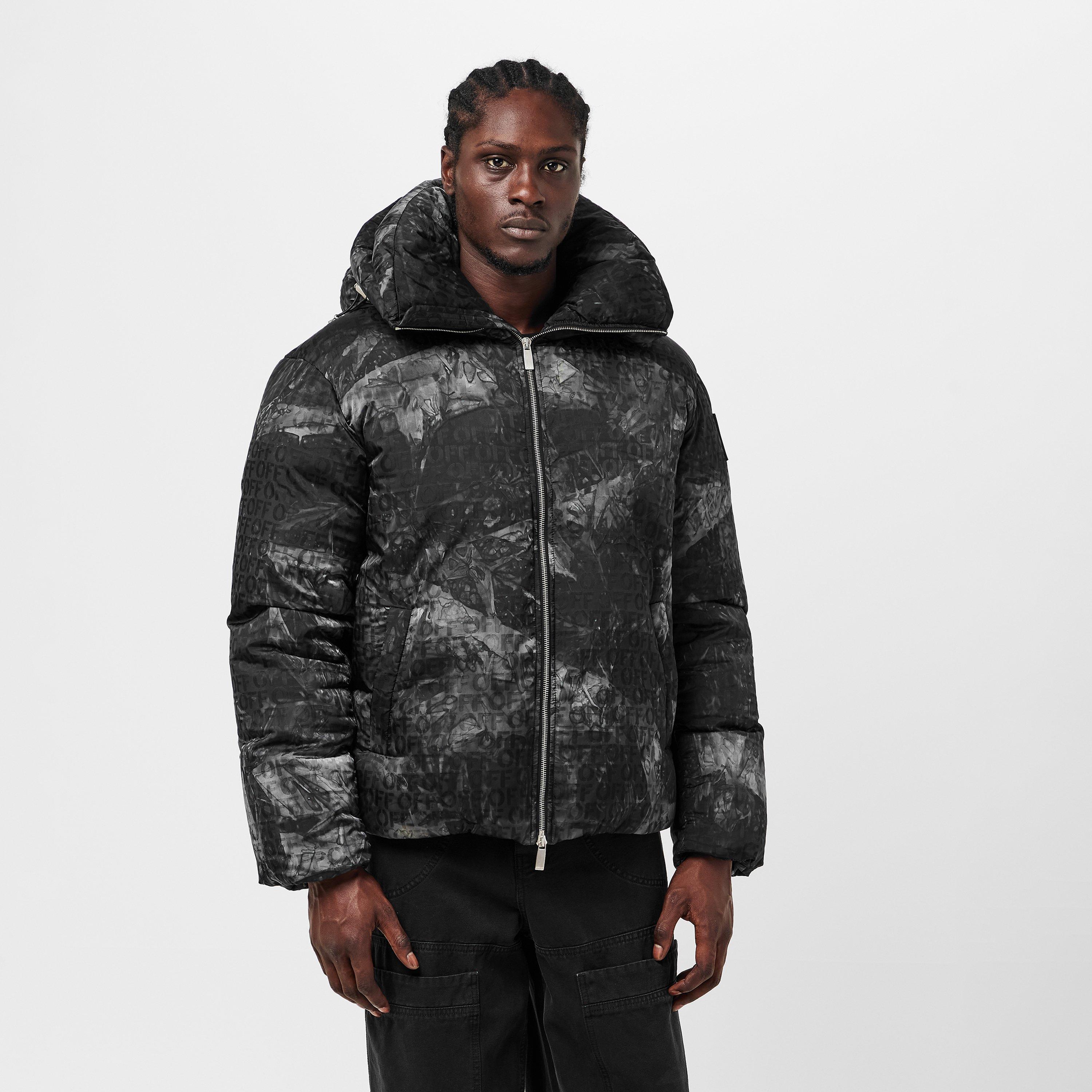 Negro - Off White - Men's Off-White Quilted Short Puffer Jacket - 3
