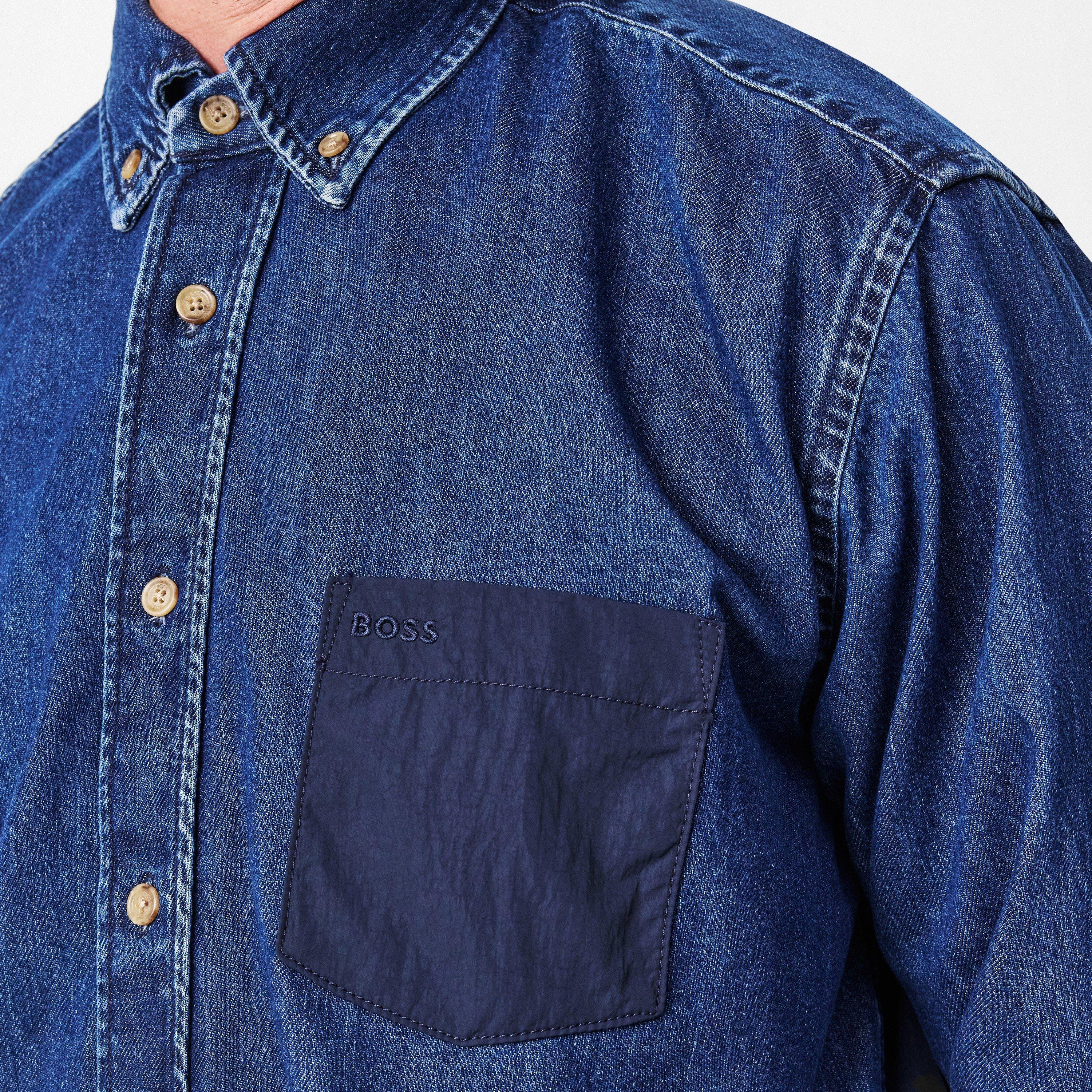 Dark Blue 404 - Boss - Men's Lambey 1 M 01  Orange Overshirt - 5