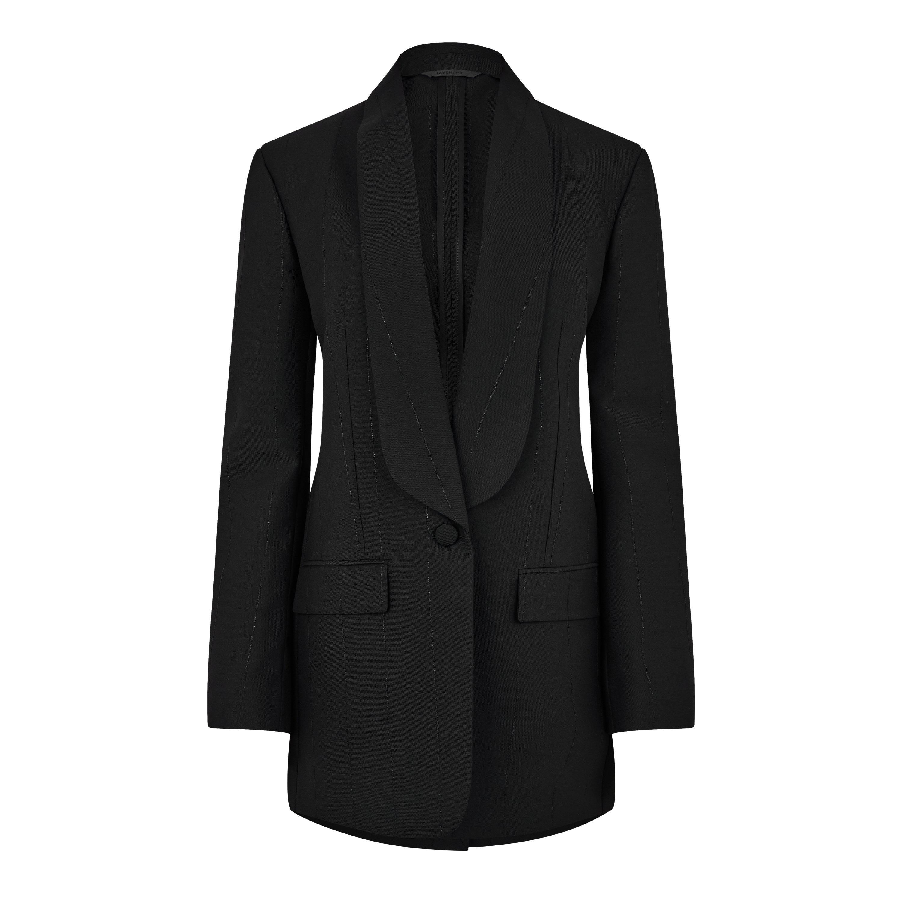 Black - GIVENCHY - Women's Smoking Wool Long Sleeve Blazer - 5
