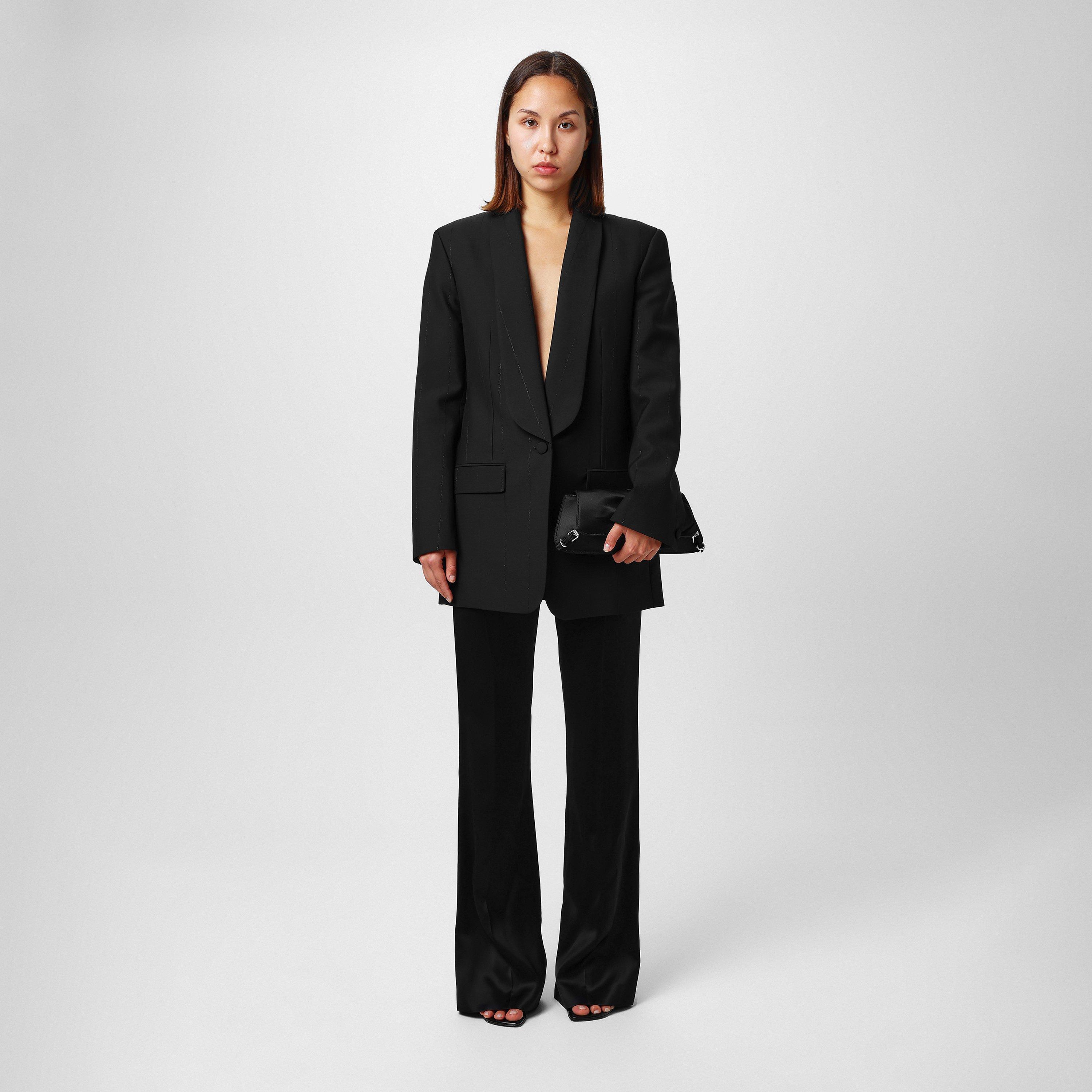 Black - GIVENCHY - Women's Smoking Wool Long Sleeve Blazer - 4