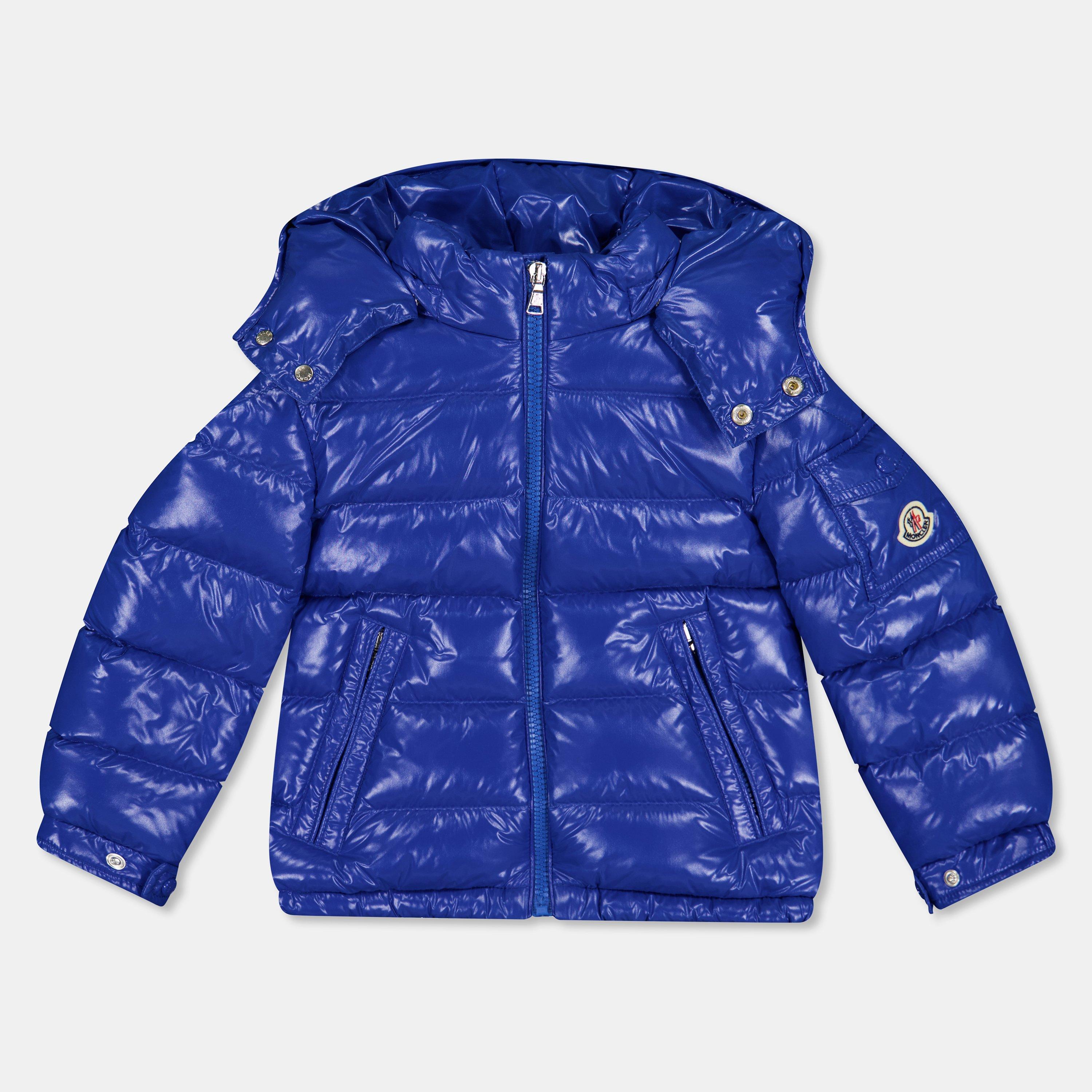 Moncler  Kids New Maya Goose Down Detachable Hood Short Puffer Jacket - Royal Blue 74J - Size 8Y