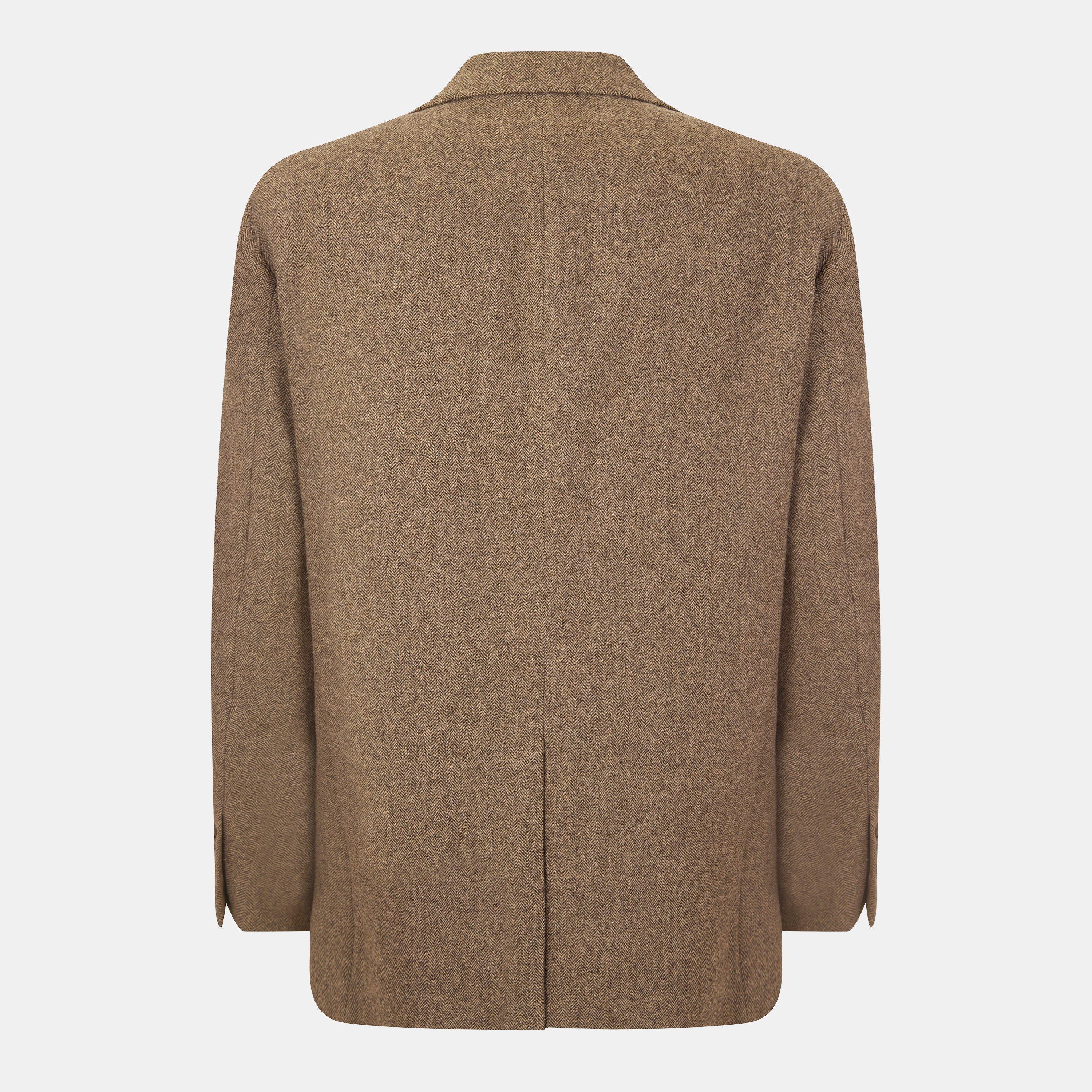 Brown Tan - Polo Ralph Lauren - Men's Herringbone Tailored Fit Blazer - 2