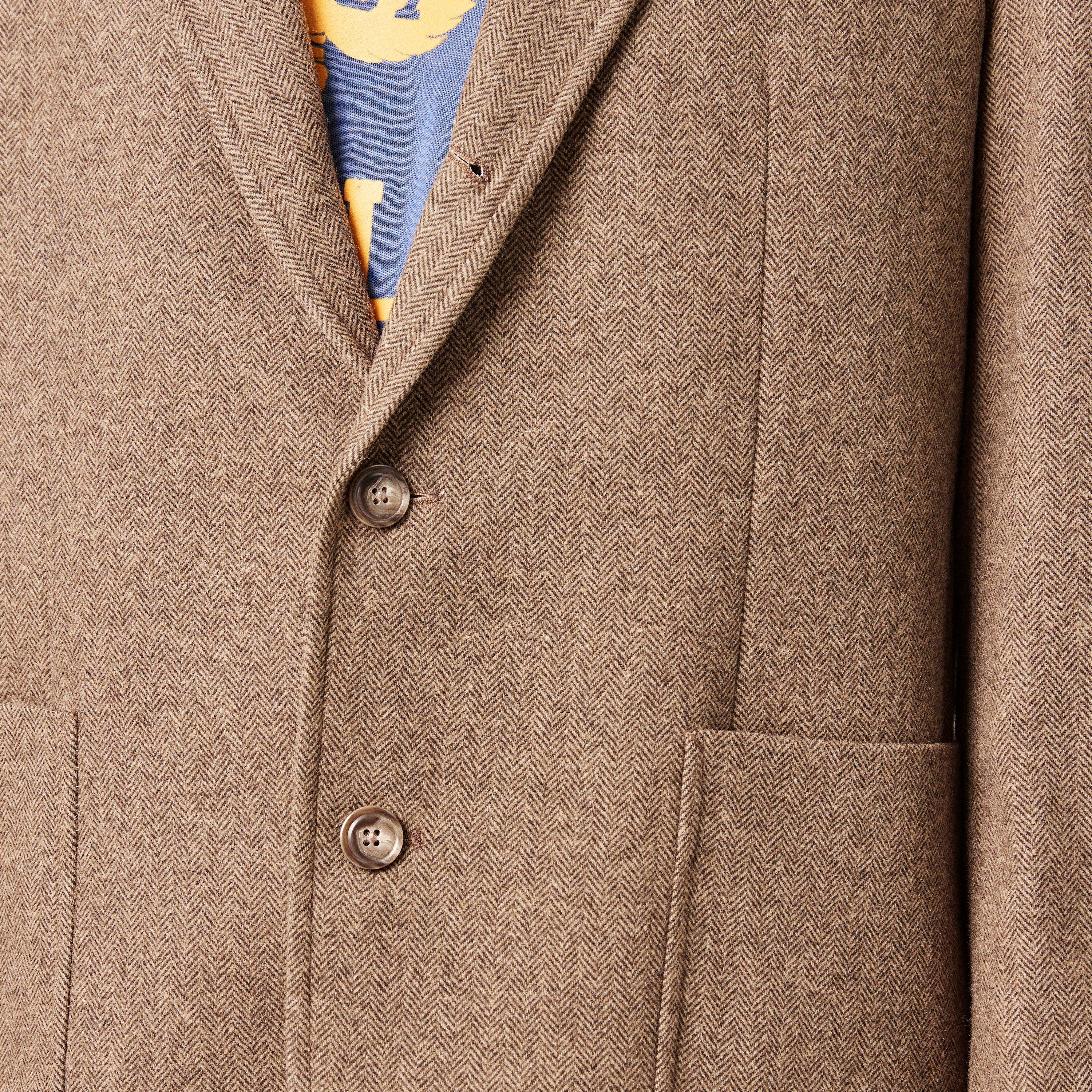 Brown Tan - Polo Ralph Lauren - Men's Herringbone Tailored Fit Blazer - 5