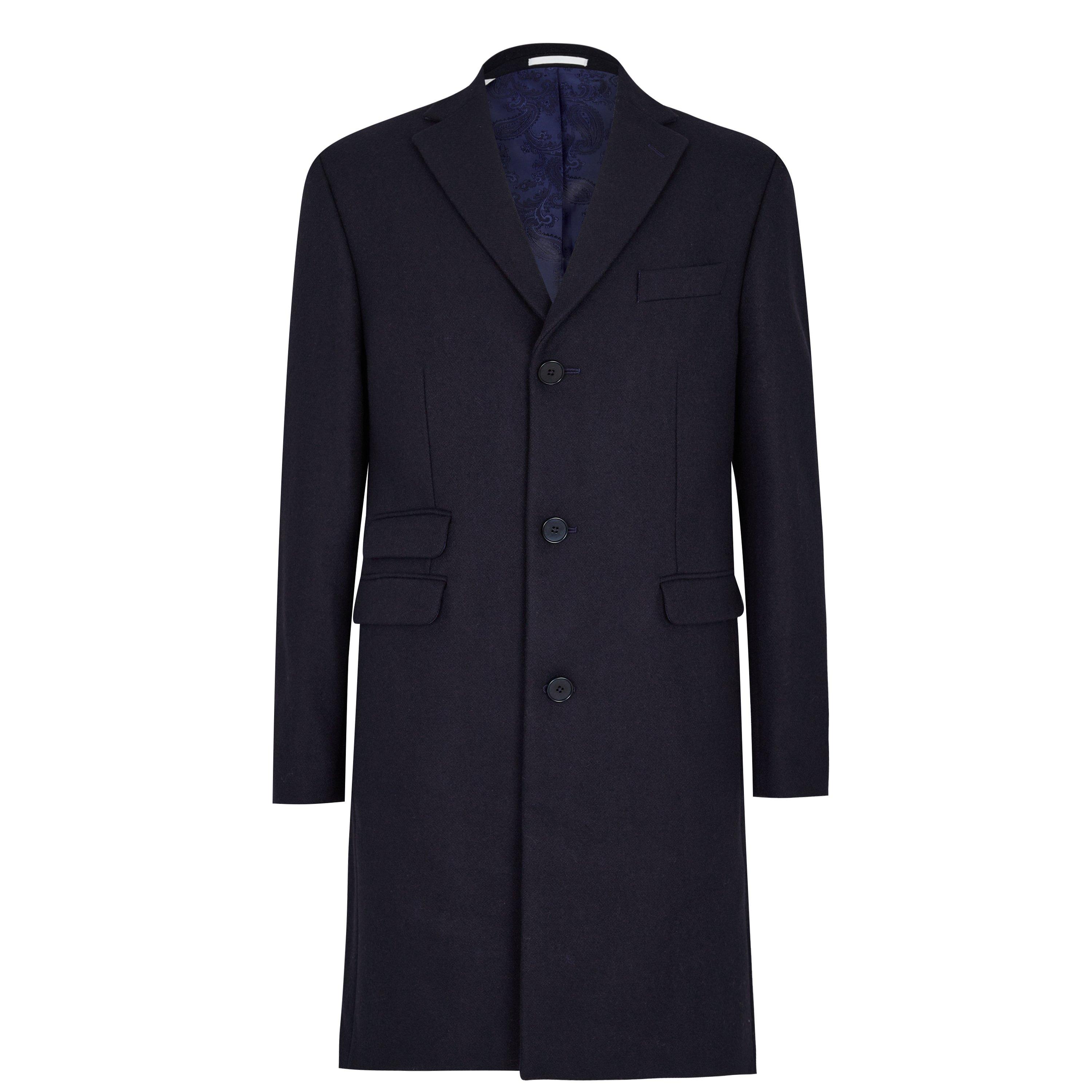 Ted Baker Tailoring | Navy Woolen Melton Coat | Casacos