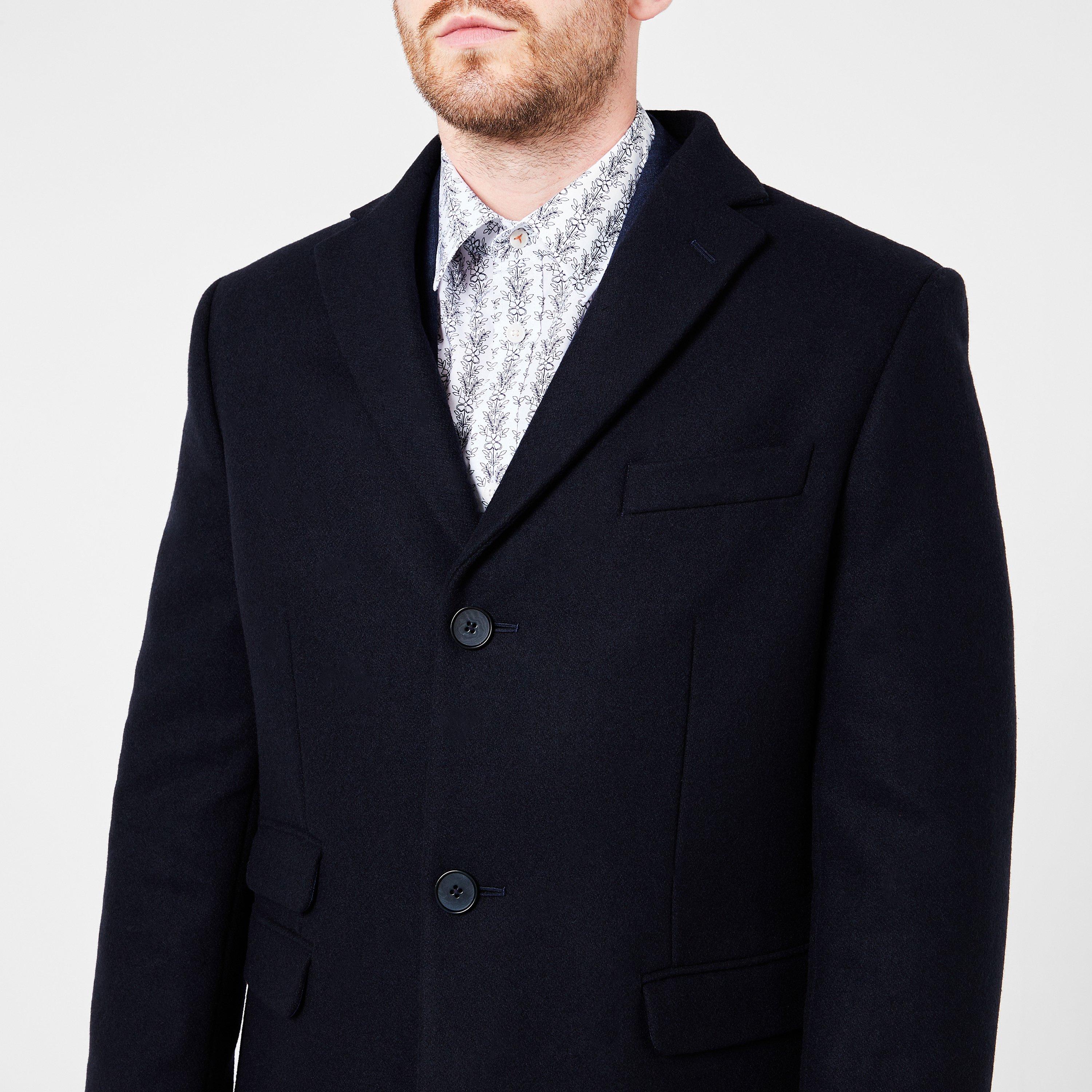 Marine - Ted Baker - Navy Woolen Melton Coat - 4
